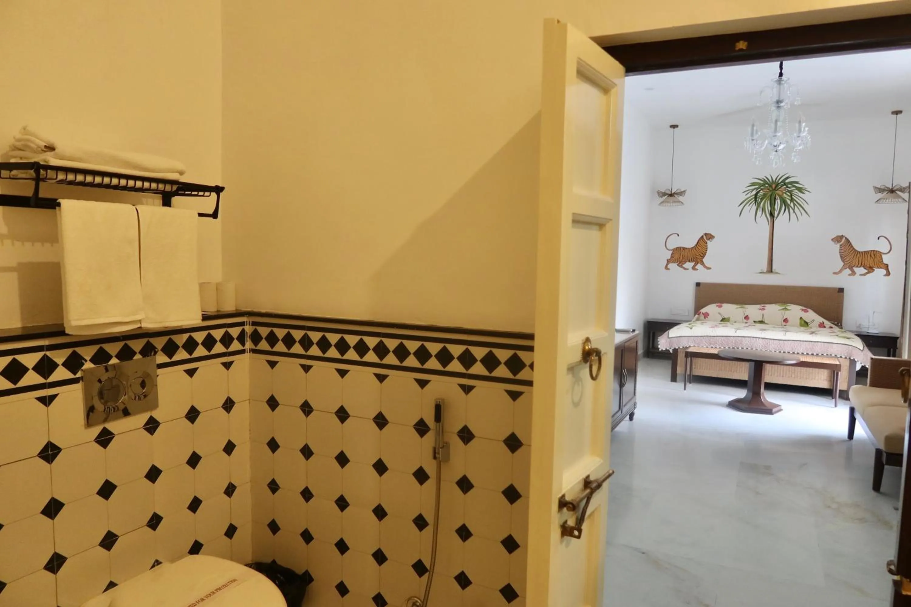 Bathroom, Bed in Dev Niwas - Heritage Hotel