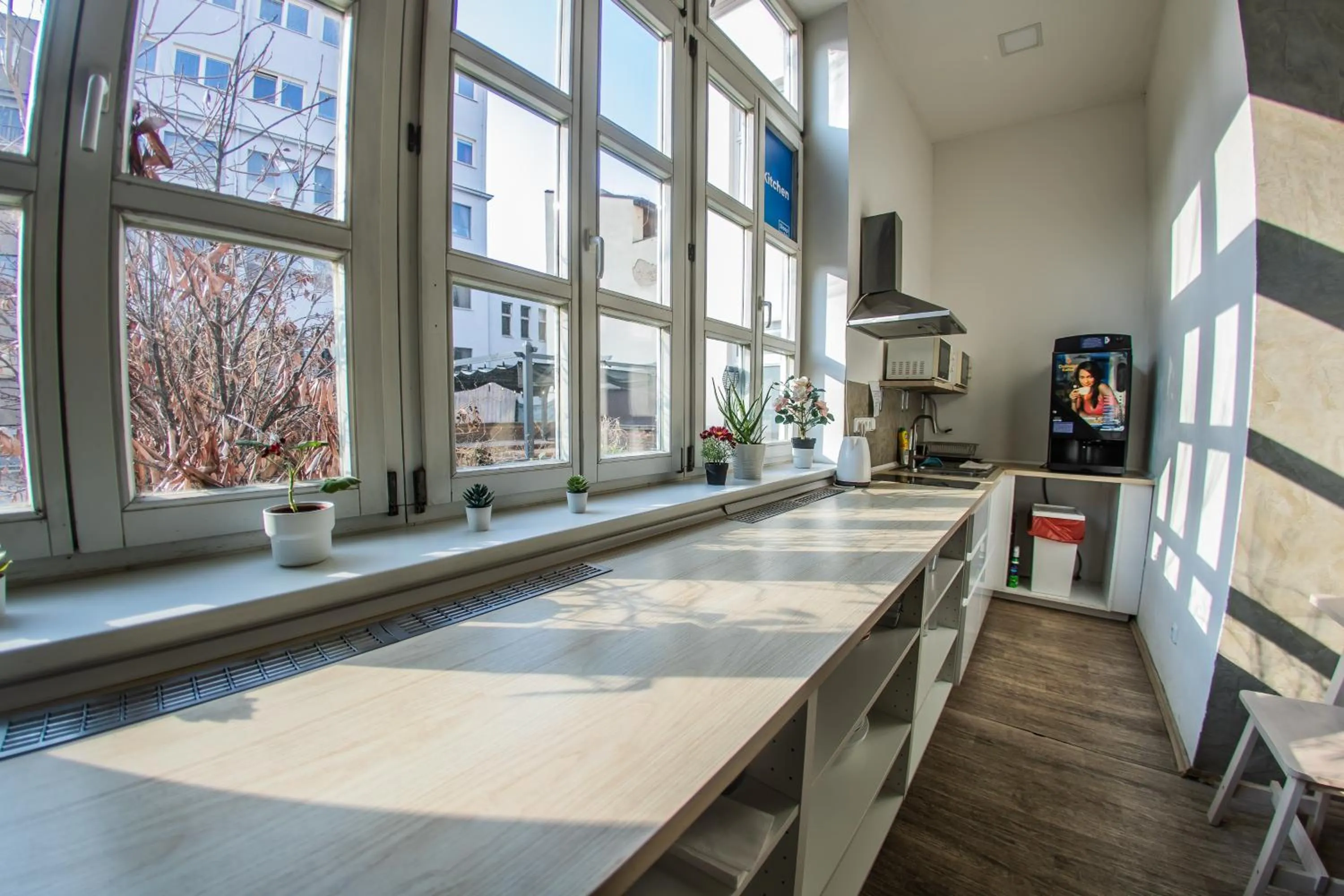 Communal kitchen in Wellness Rooms Central
