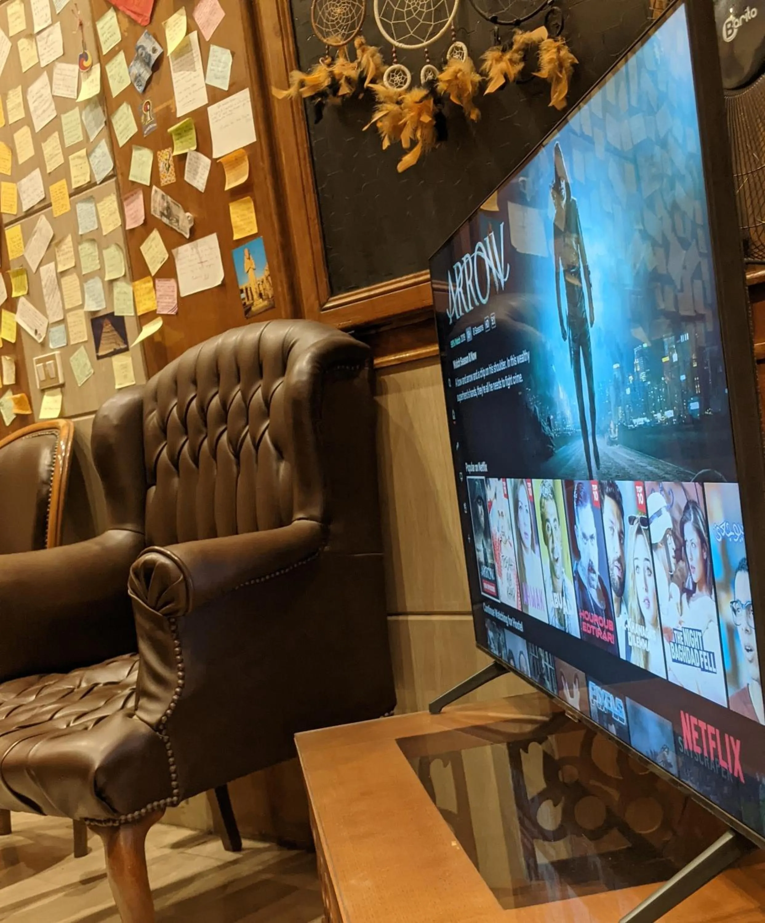 Communal lounge/ TV room in Tahrir Square Hostel