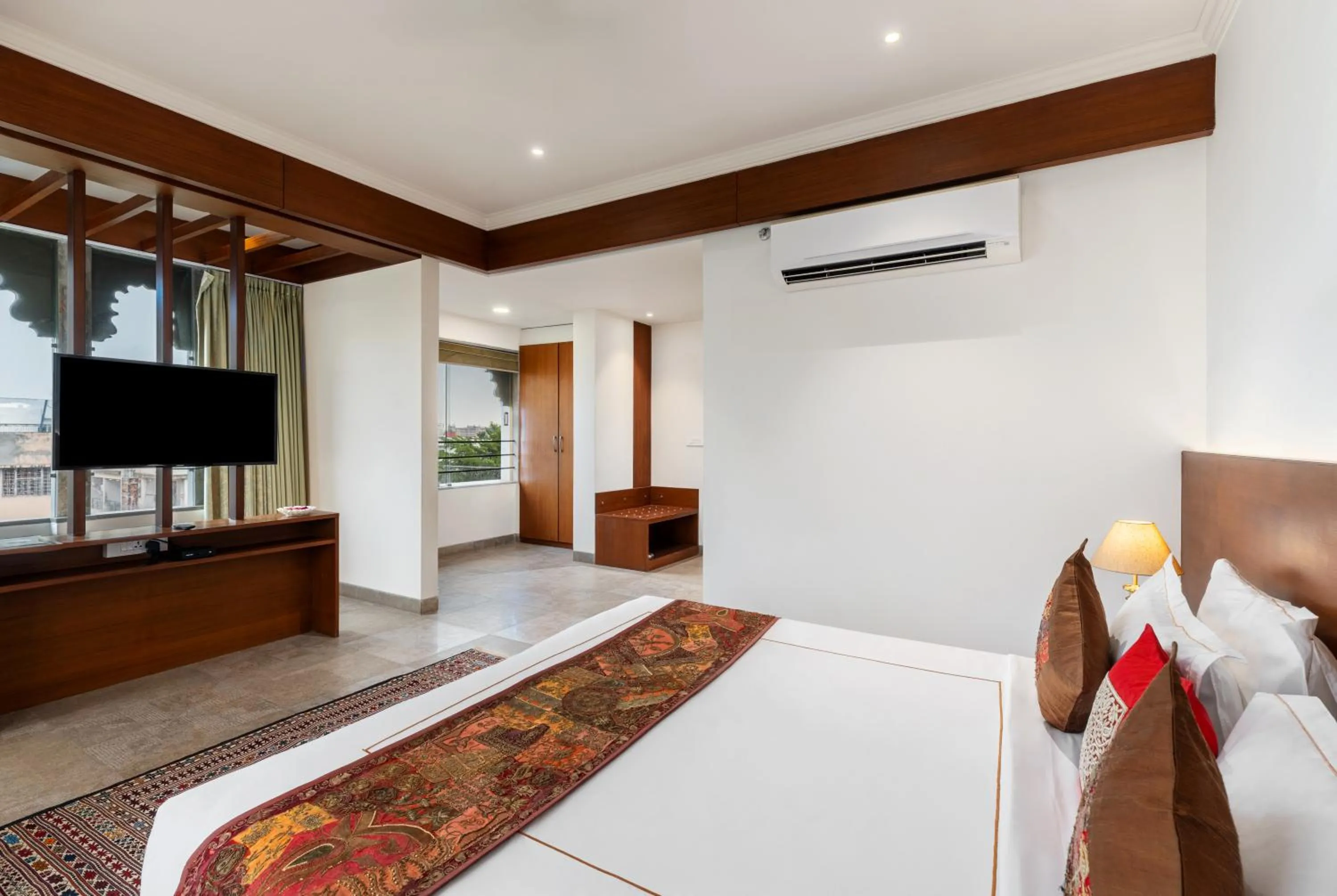 Bed in The Ramvilas - A Rooftop Pichola Lake View Hotel