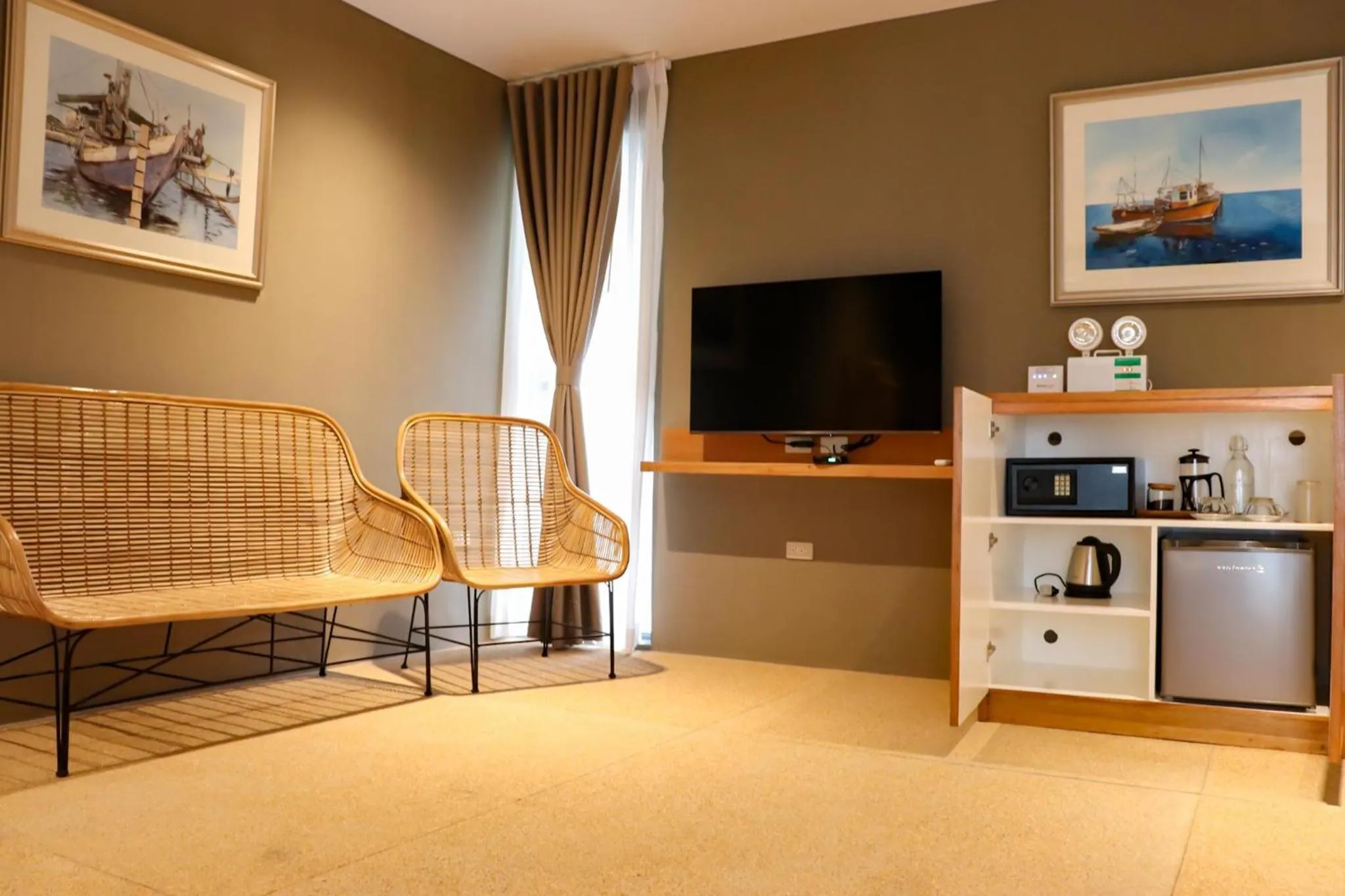 Seating area in Cala Laiya