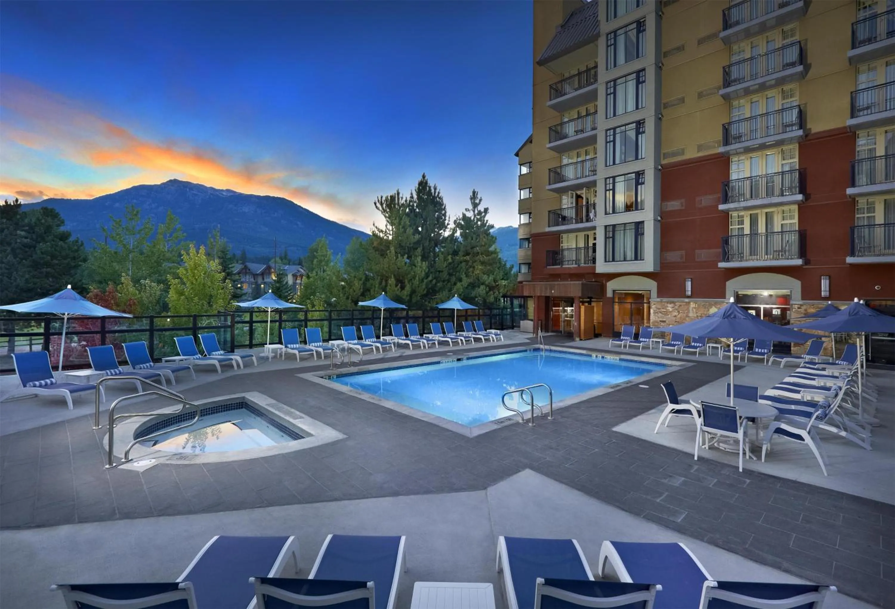Pool view in Hilton Whistler Resort & Spa