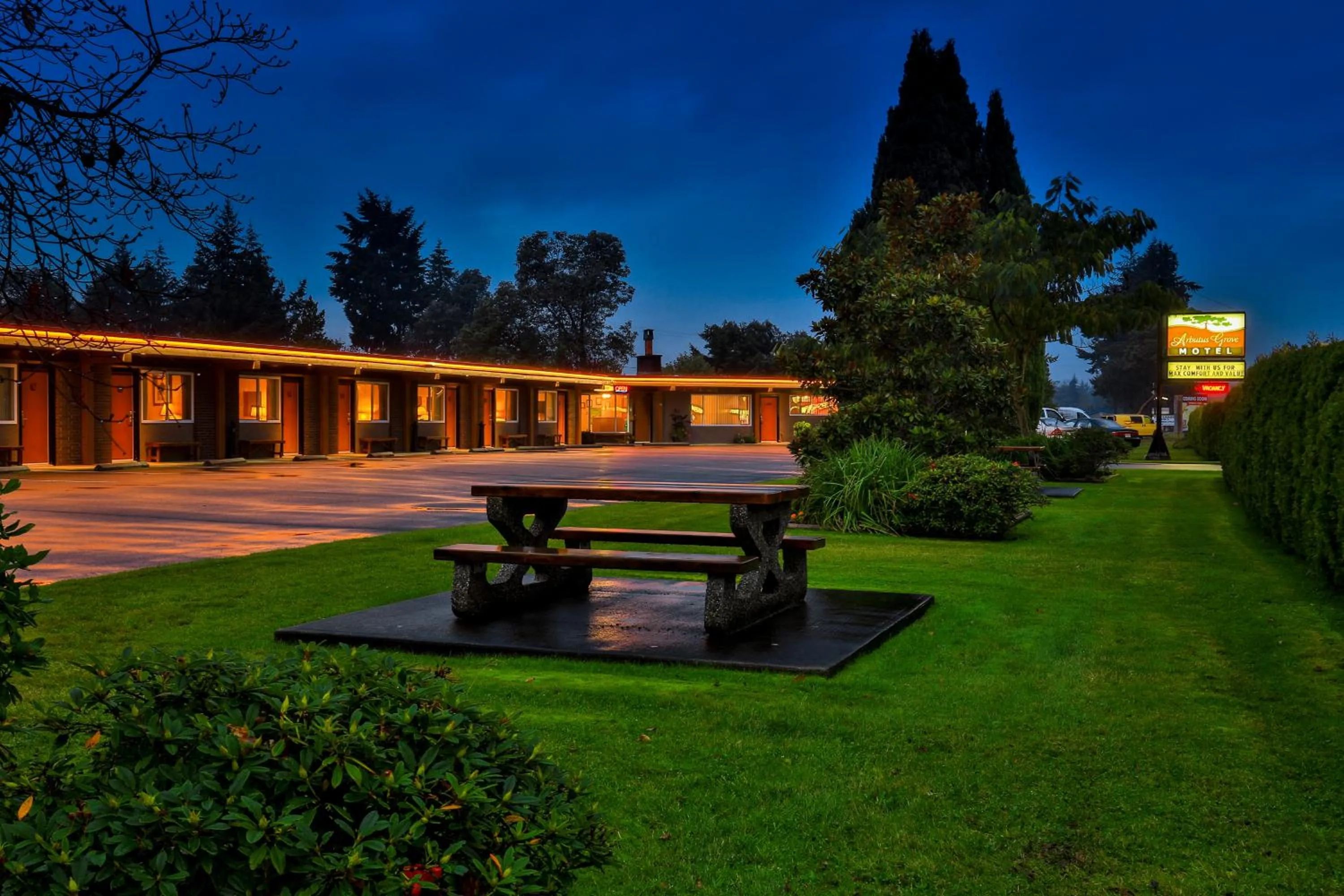 Night in Arbutus Grove Motel