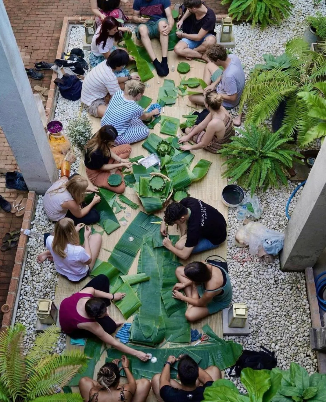 group of guests in Khunluang Hostel