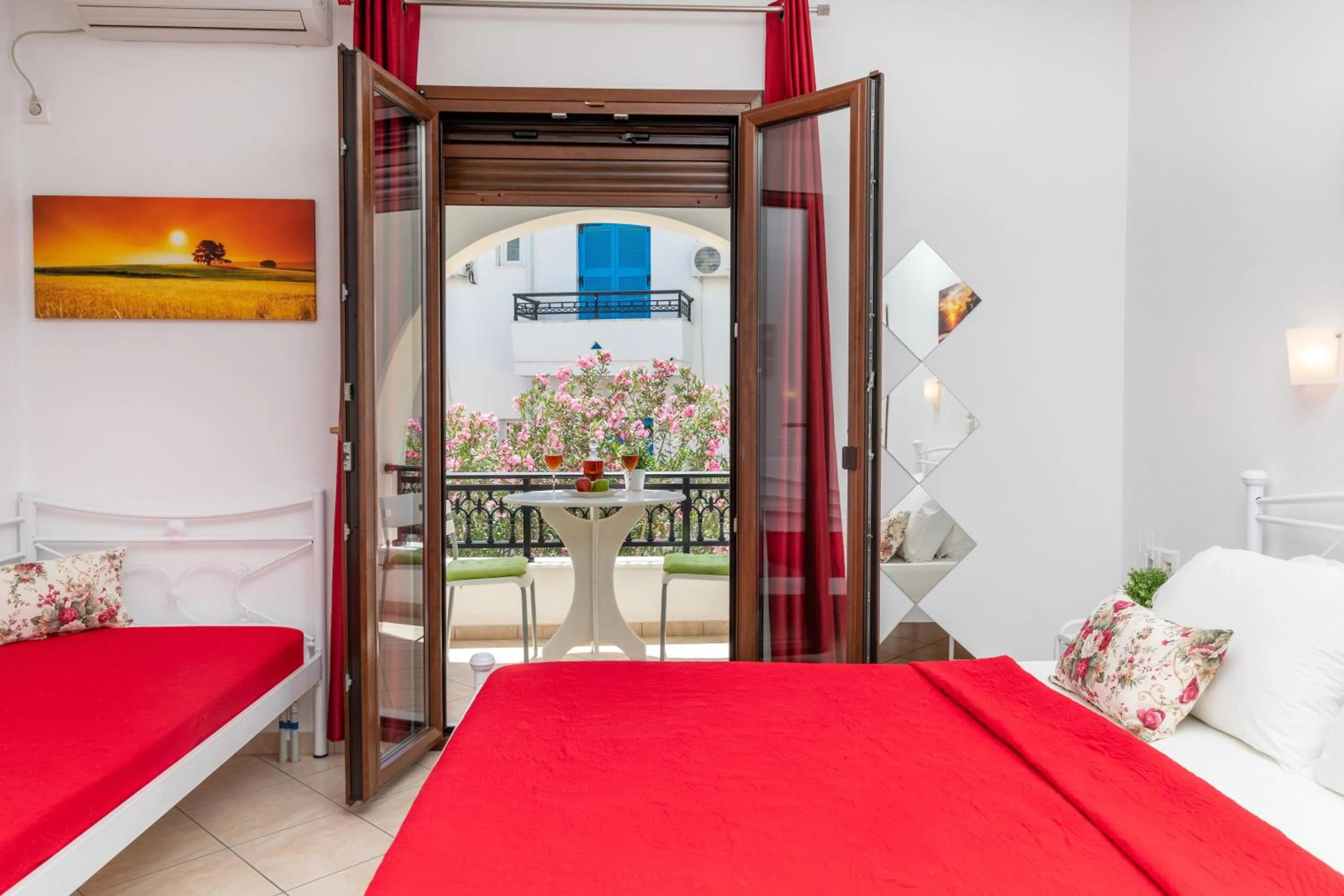 Bed in NAXOS DIAMOND Studios Apartments