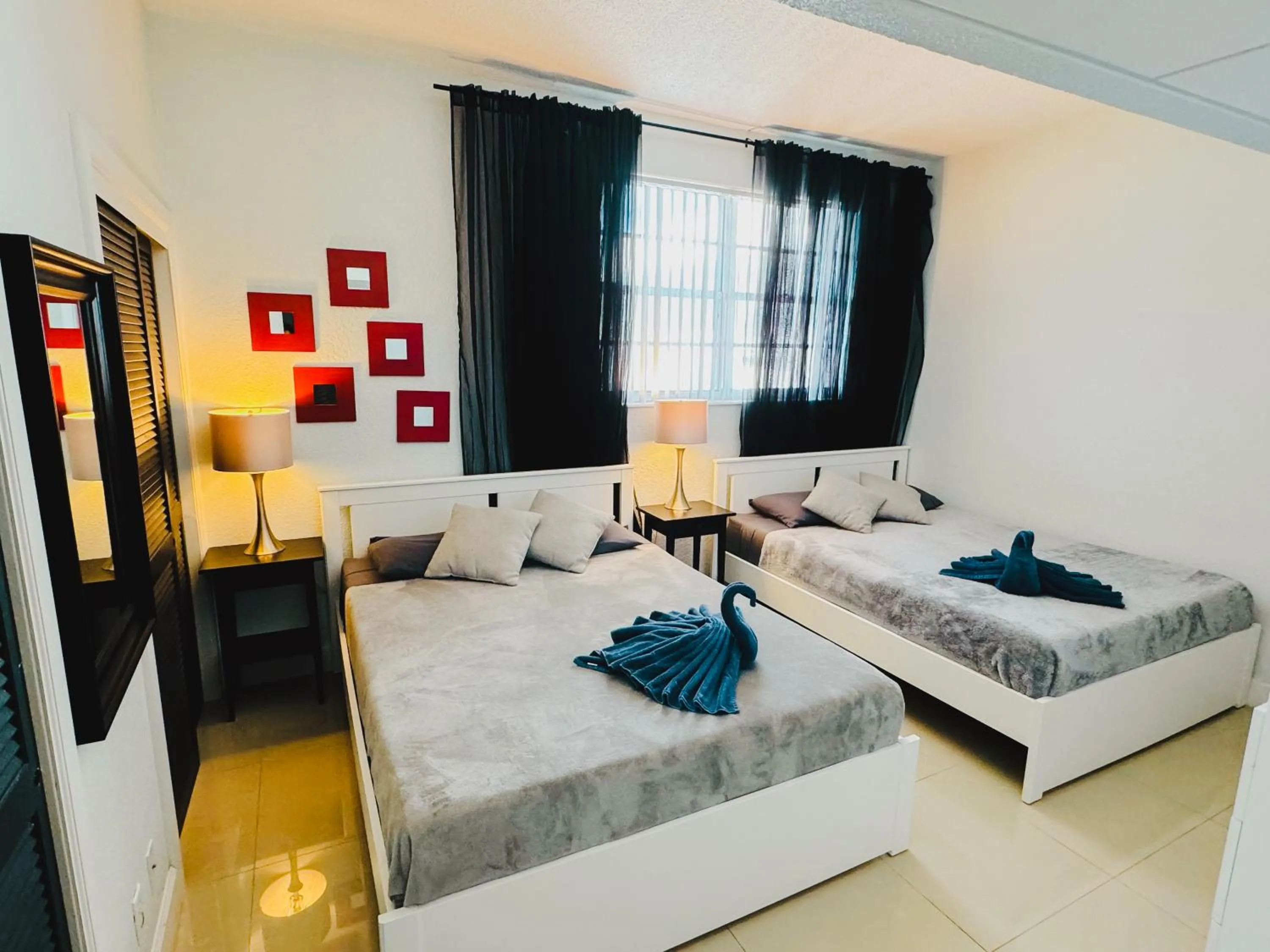 Bed in Miami Hallandale Condo, Partial Ocean View Direct Beach and Pool Access Miami Hollywood Beach