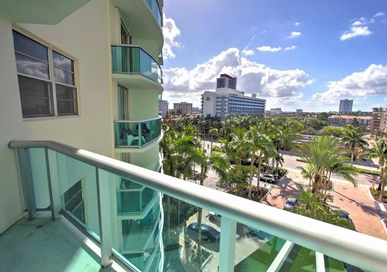 Balcony/Terrace in Miami Hallandale Condo, Partial Ocean View Direct Beach and Pool Access Miami Hollywood Beach