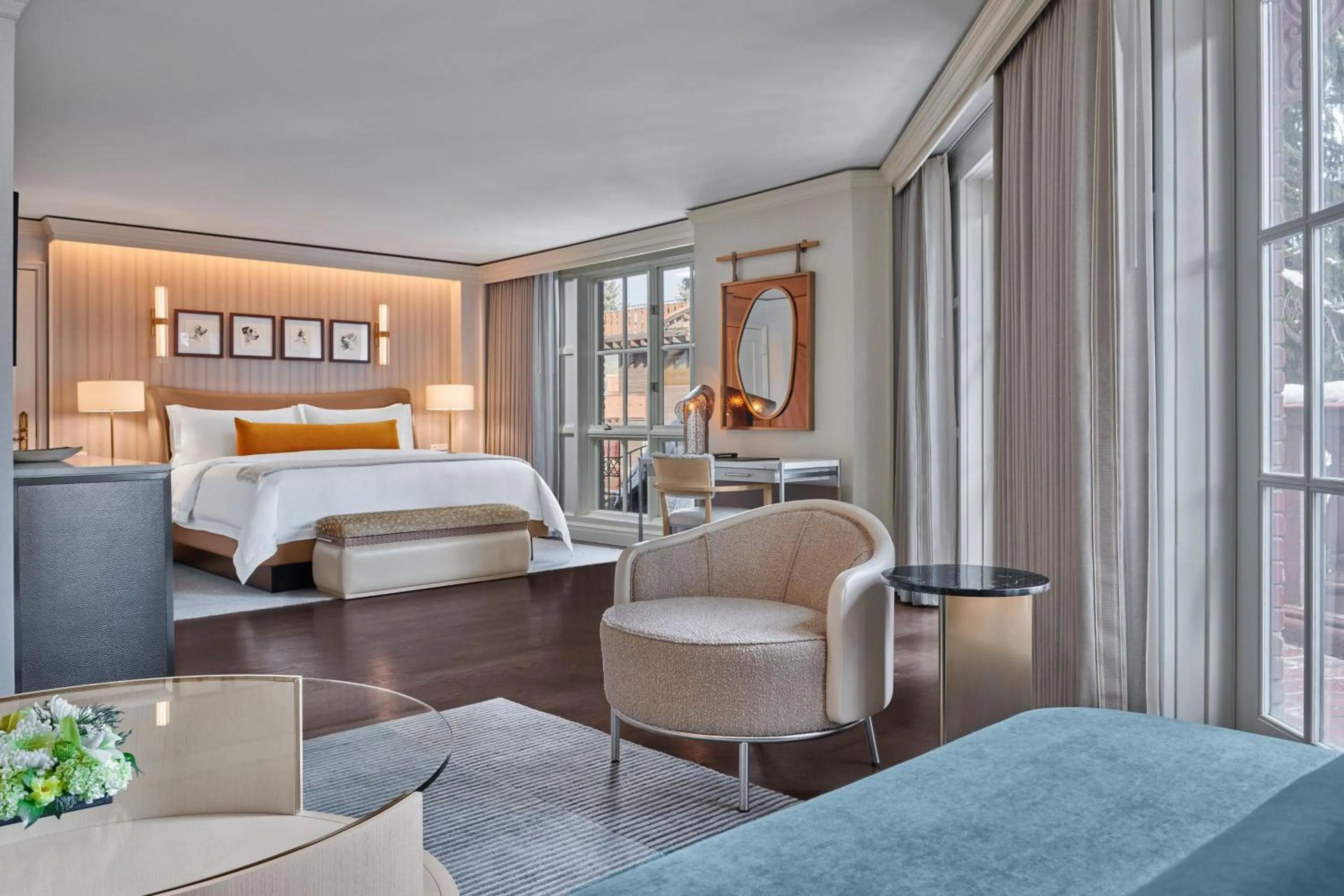 Living room, Bed in St. Regis Aspen Resort