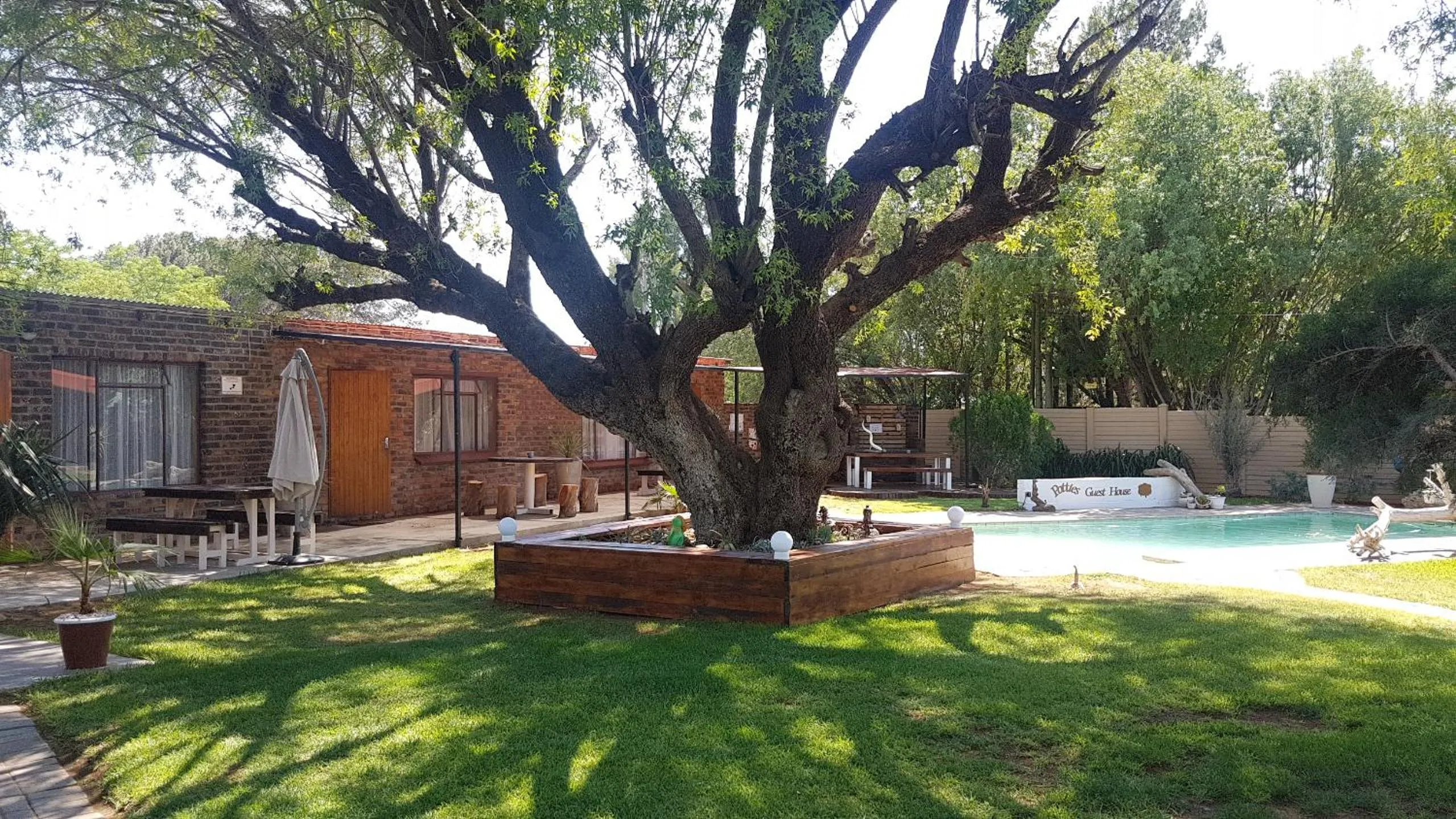 Garden view in Potties Guesthouse
