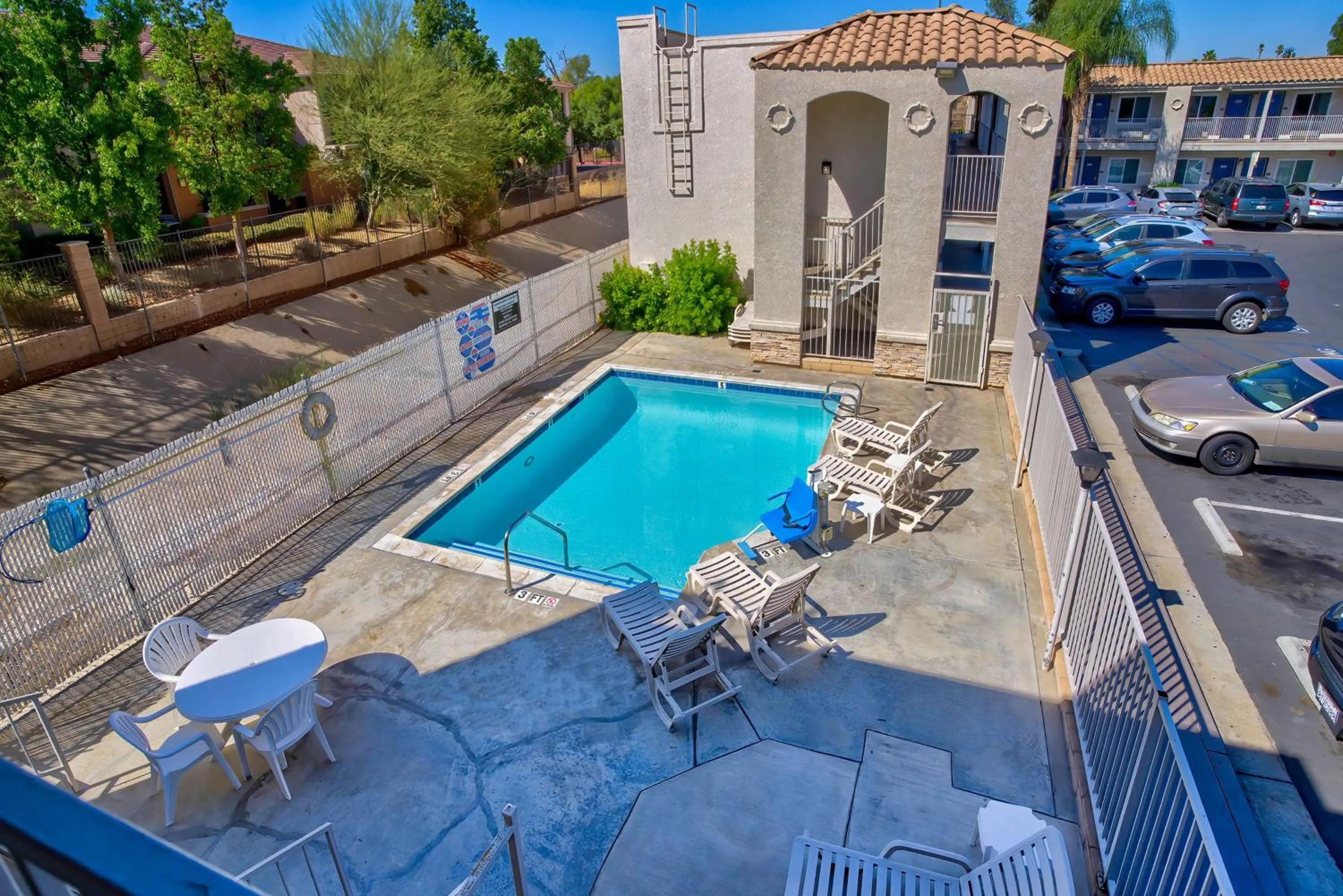 Pool view in Motel 6-Menifee, CA