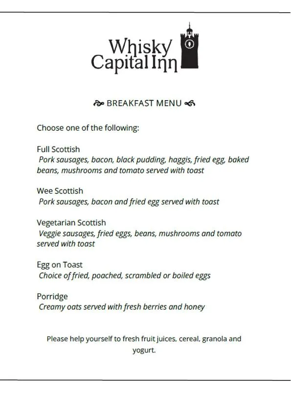 Breakfast in Whisky Capital Inn