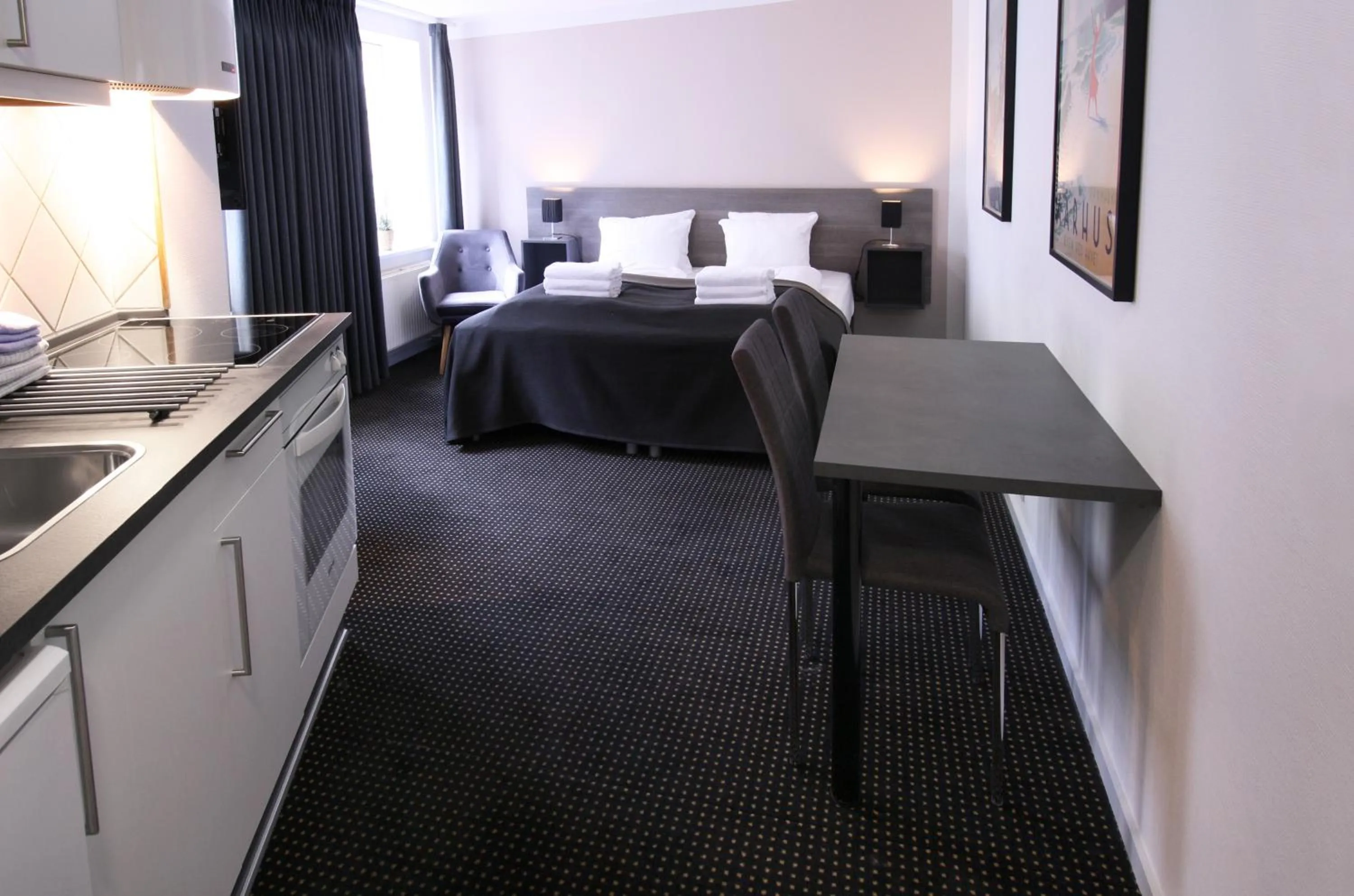 Bed in Hotel Aarhus City Apartments