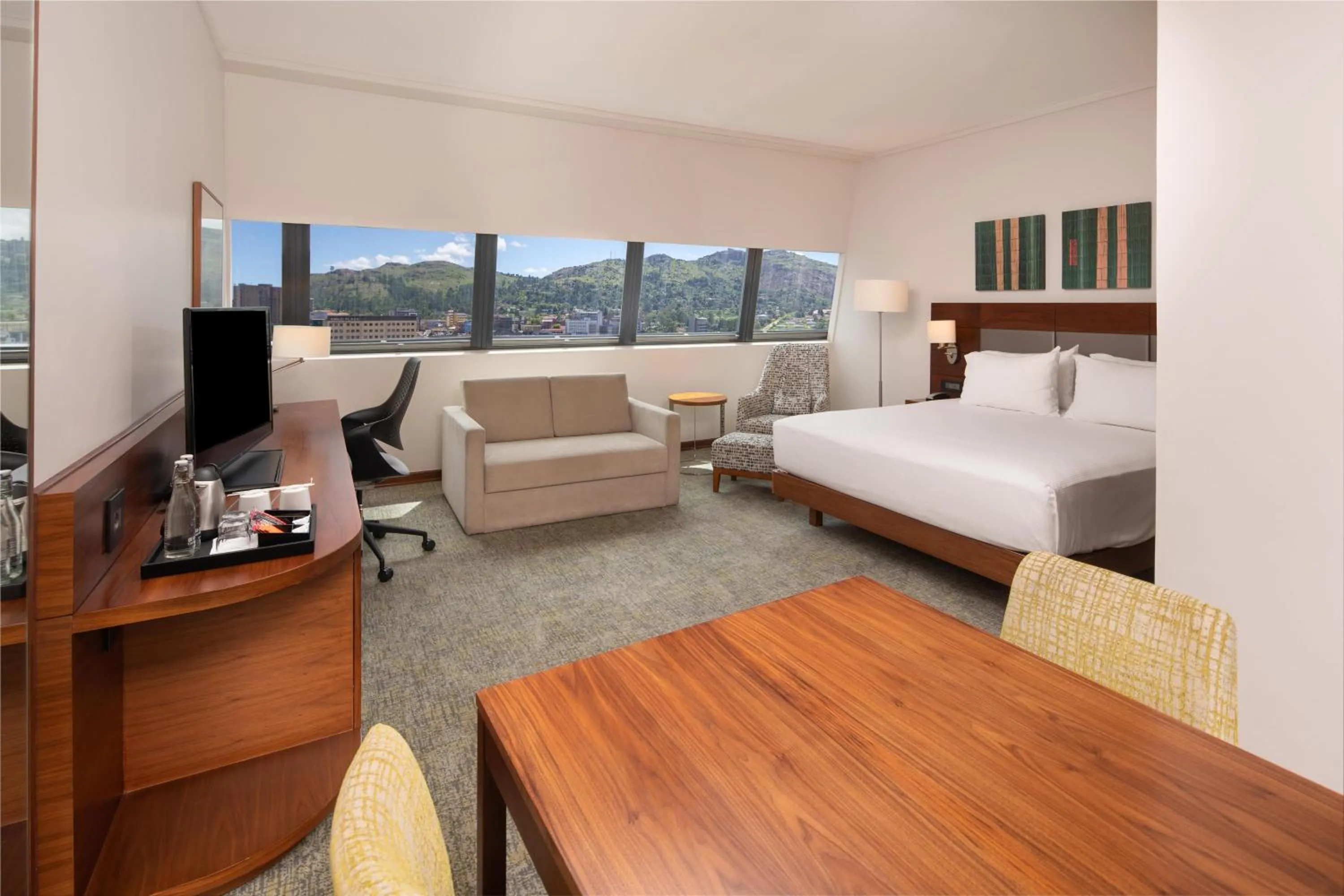 Living room, Bed in Hilton Garden Inn Mbabane