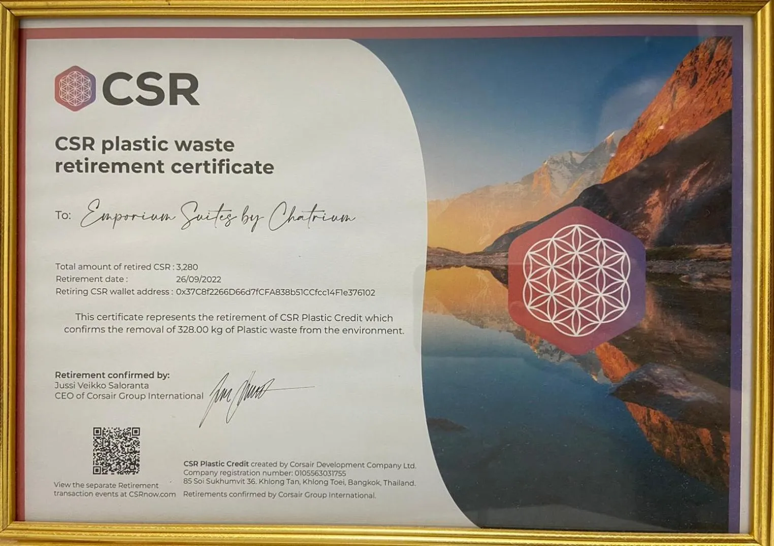 Certificate/Award in Emporium Suites by Chatrium