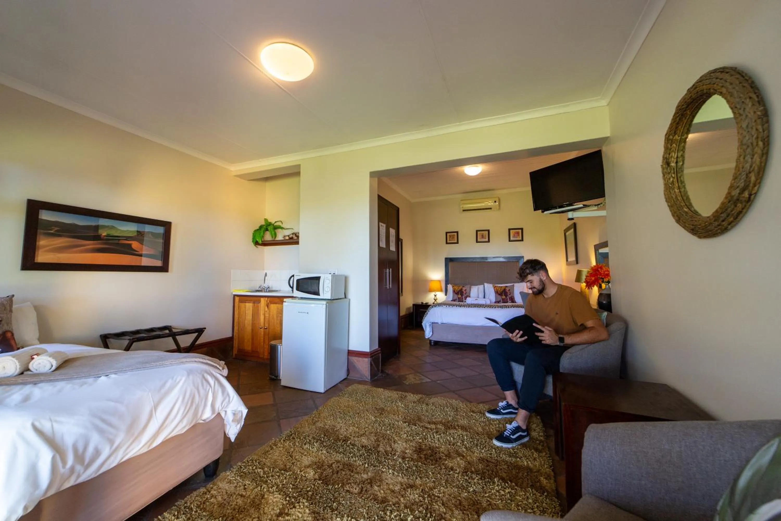 TV and multimedia, Bed in Sunriver Kalahari Lodge Riverside stay in Upington