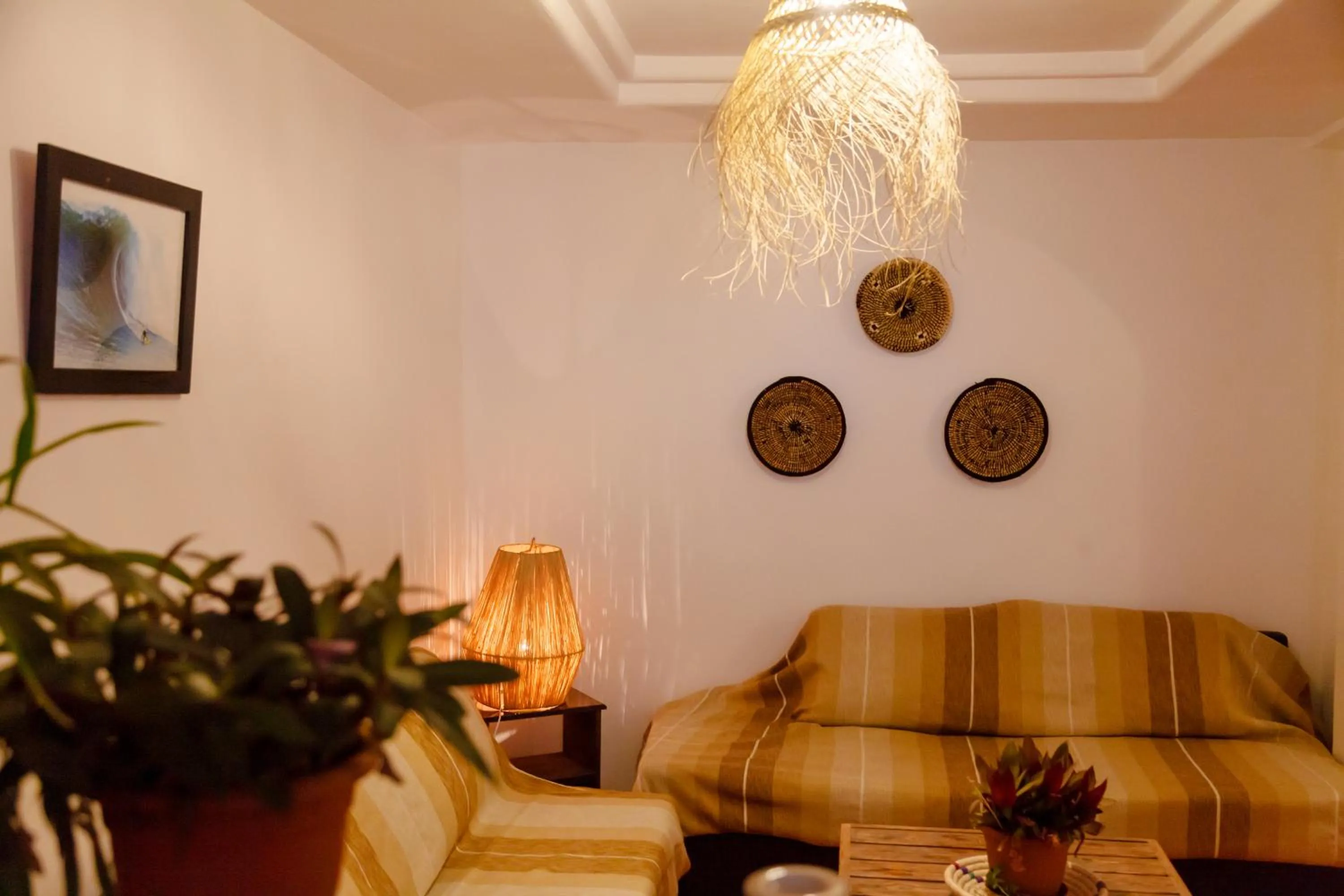 Seating area in Hola Surf Morocco