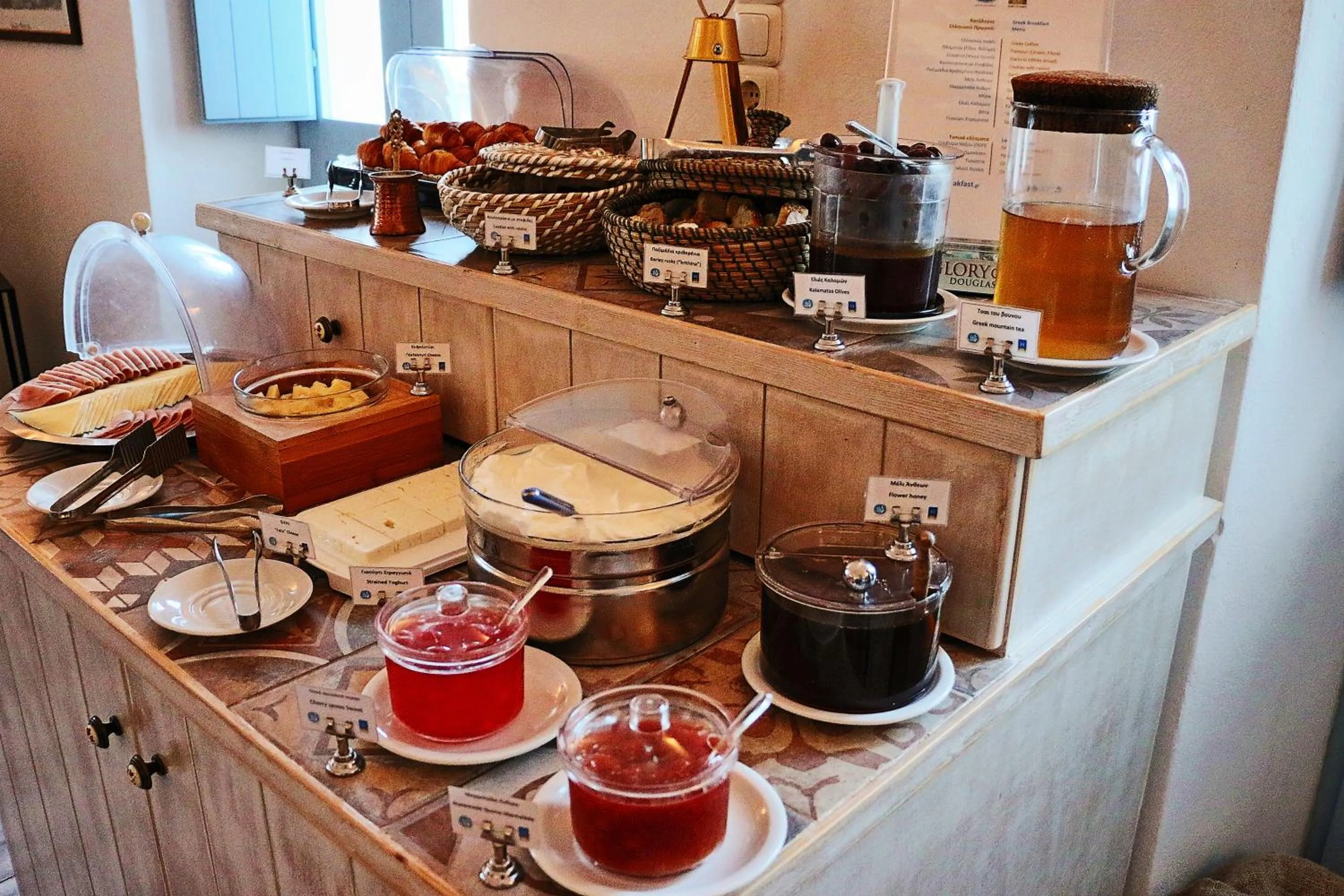 Buffet breakfast in Aethrio Sunset Village - Oia