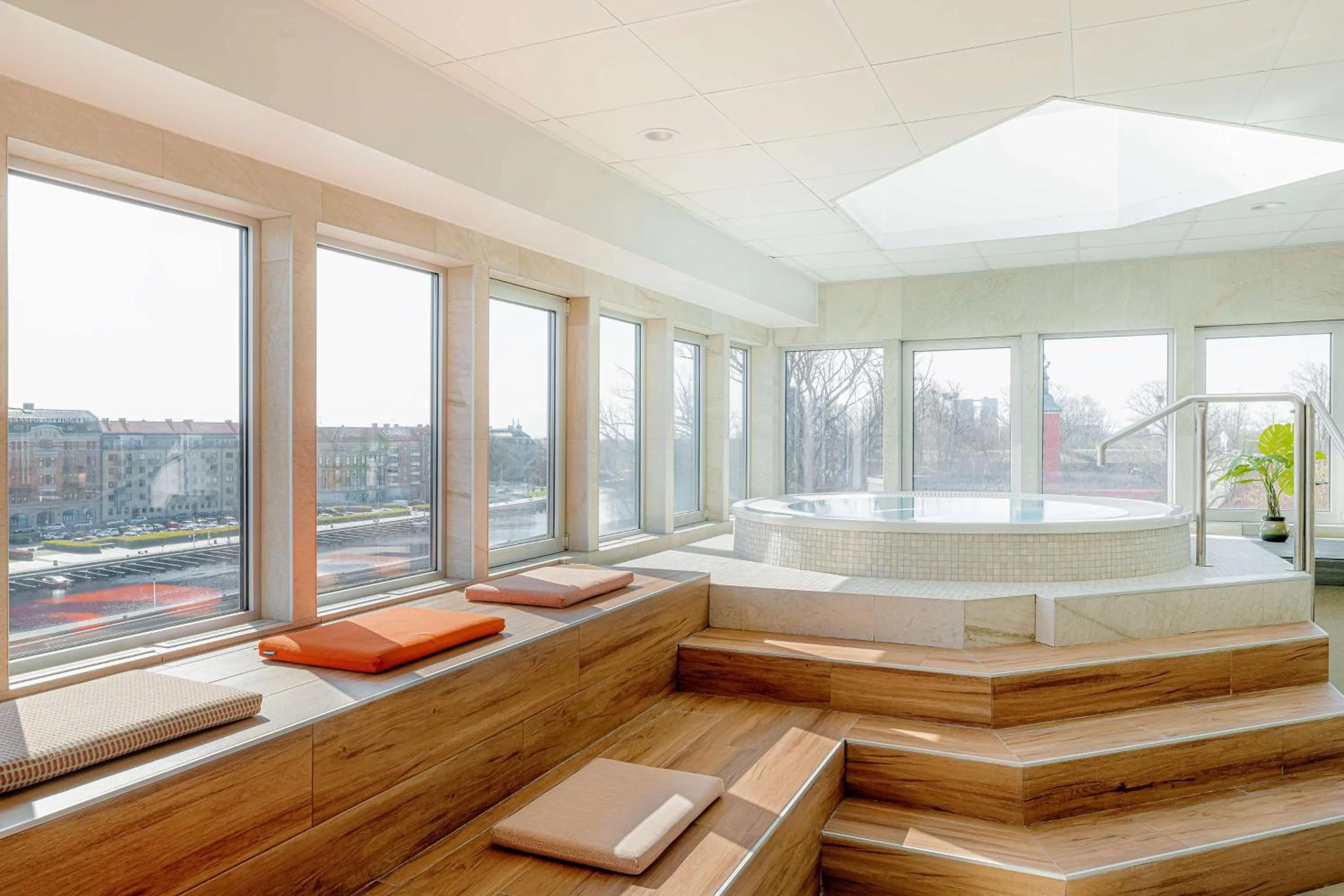 Pool view in Scandic Hallandia