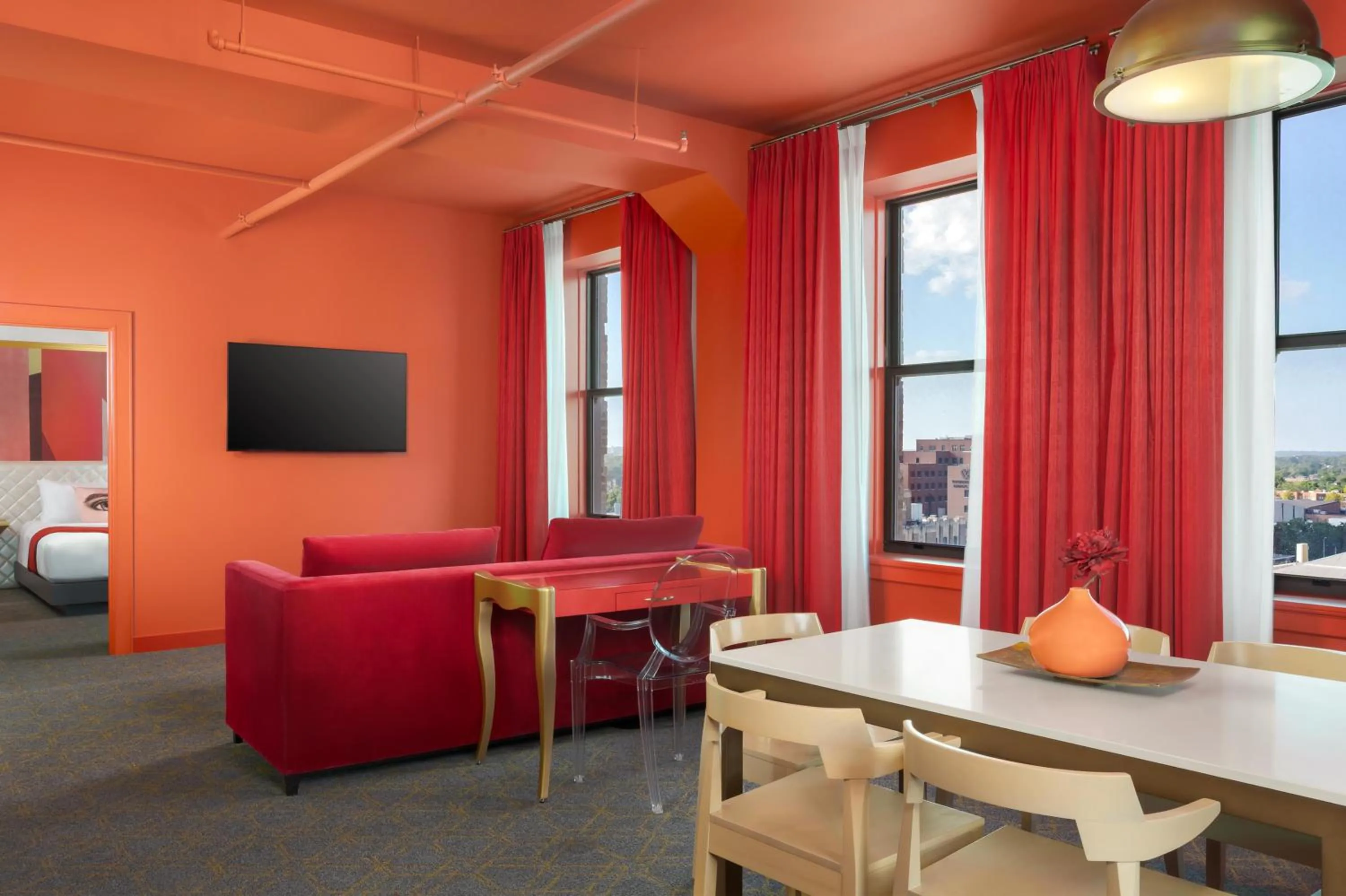 Living room in Angad Arts Hotel St Louis, Tapestry Collection by Hilton