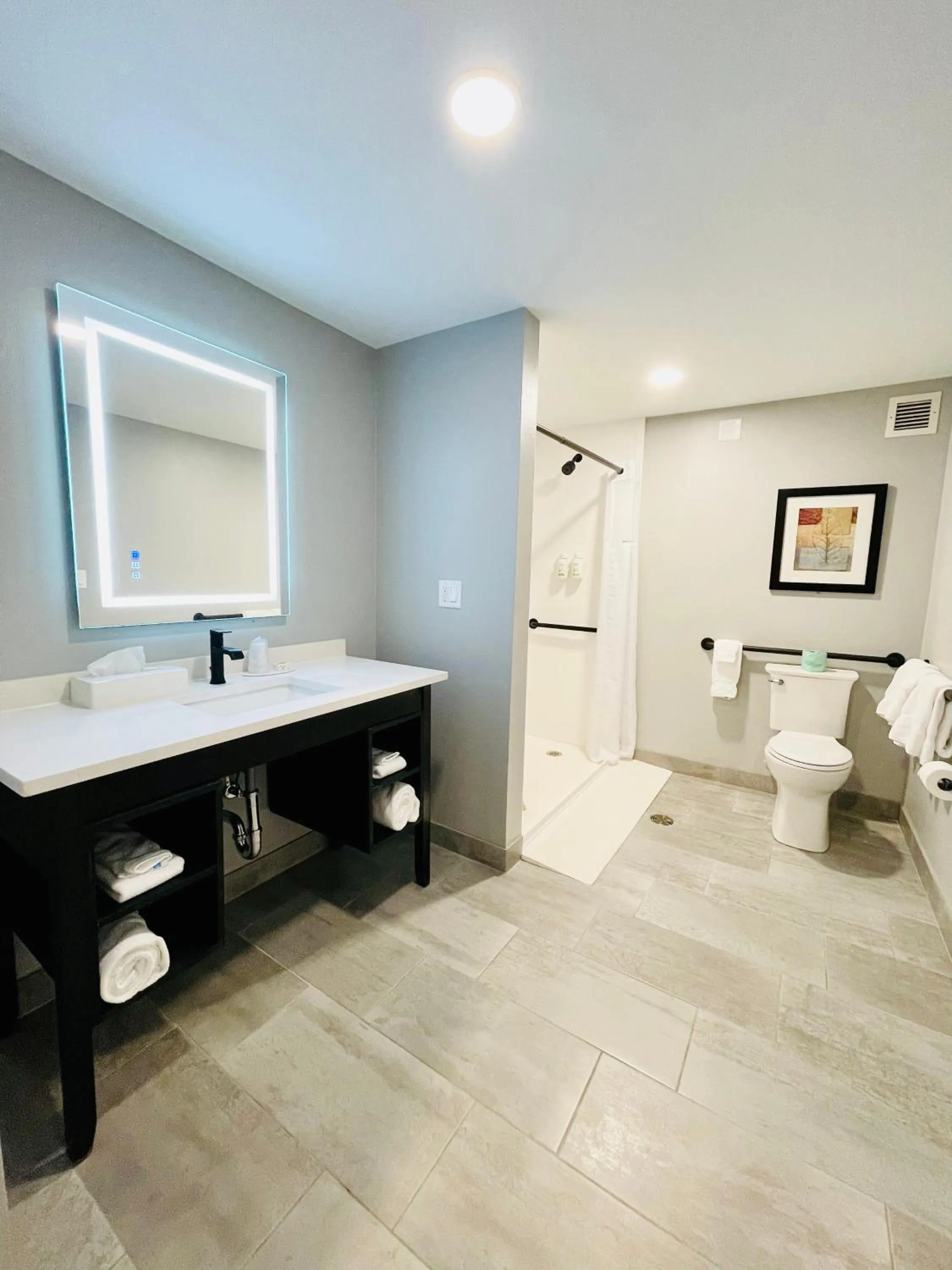 Shower in Hawthorn Extended Stay by Wyndham Ellsworth Bar Harbor