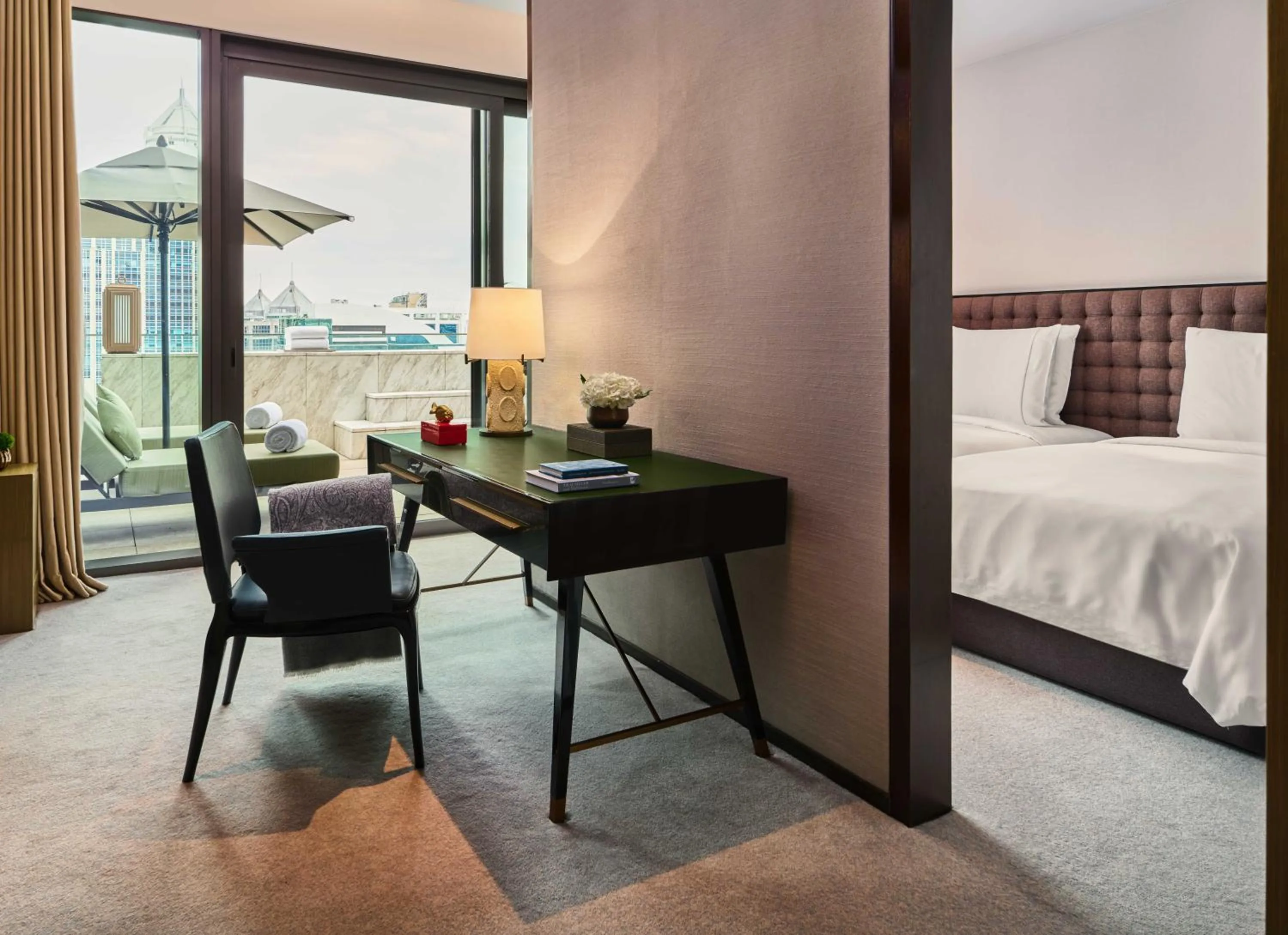 Living room, Bed in Rosewood Bangkok