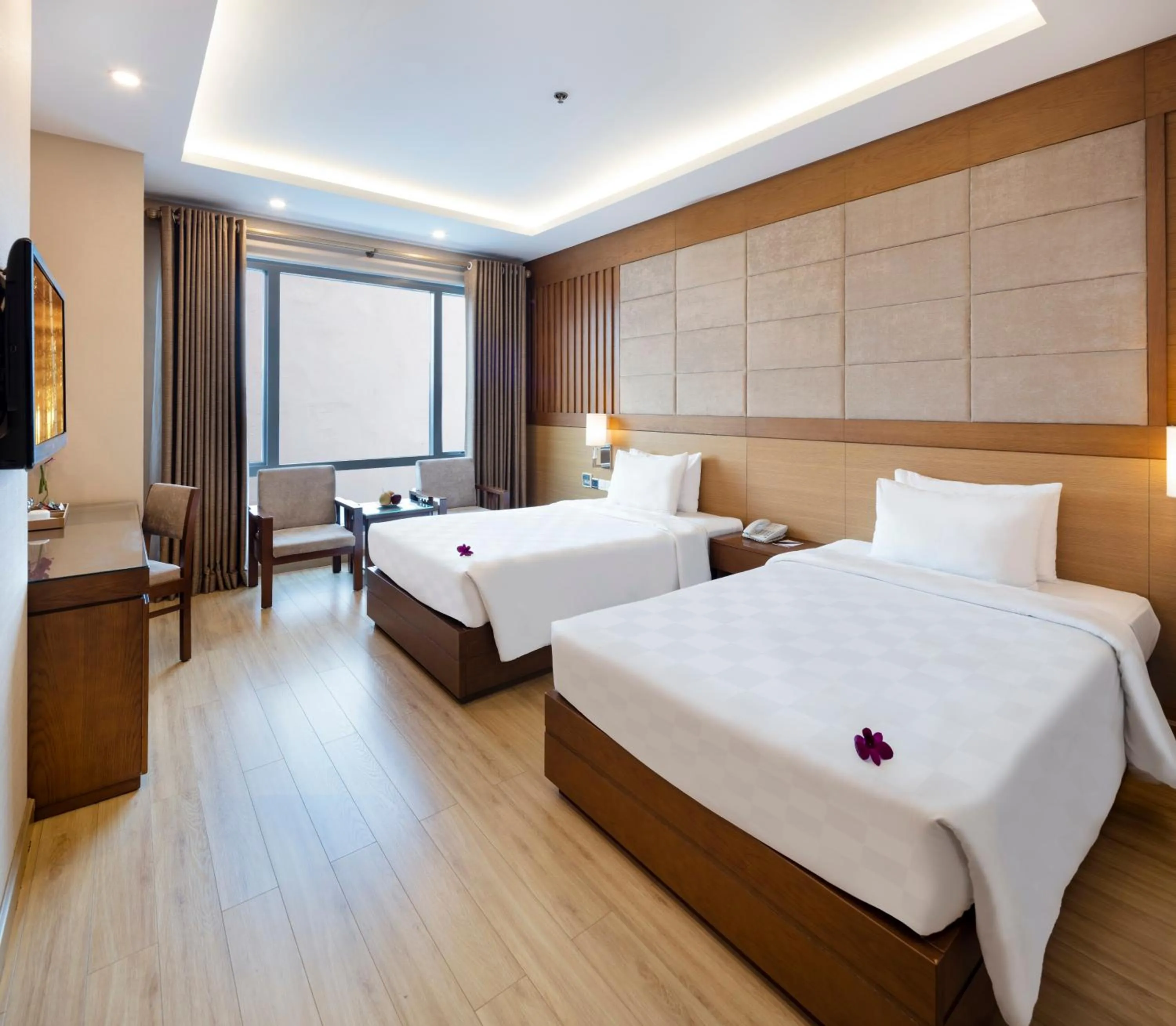 View (from property/room), Bed in Eden Star Saigon Hotel