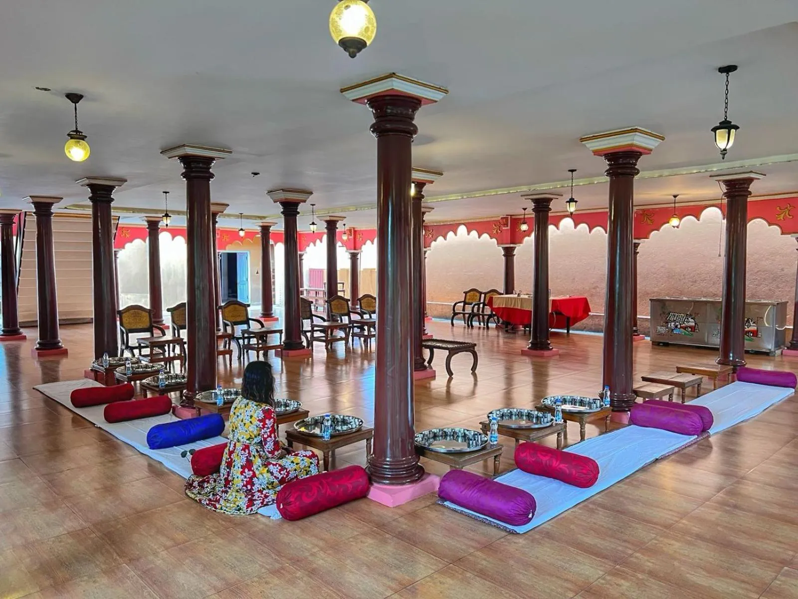 Dining area in Vijayshree Resort, Hampi