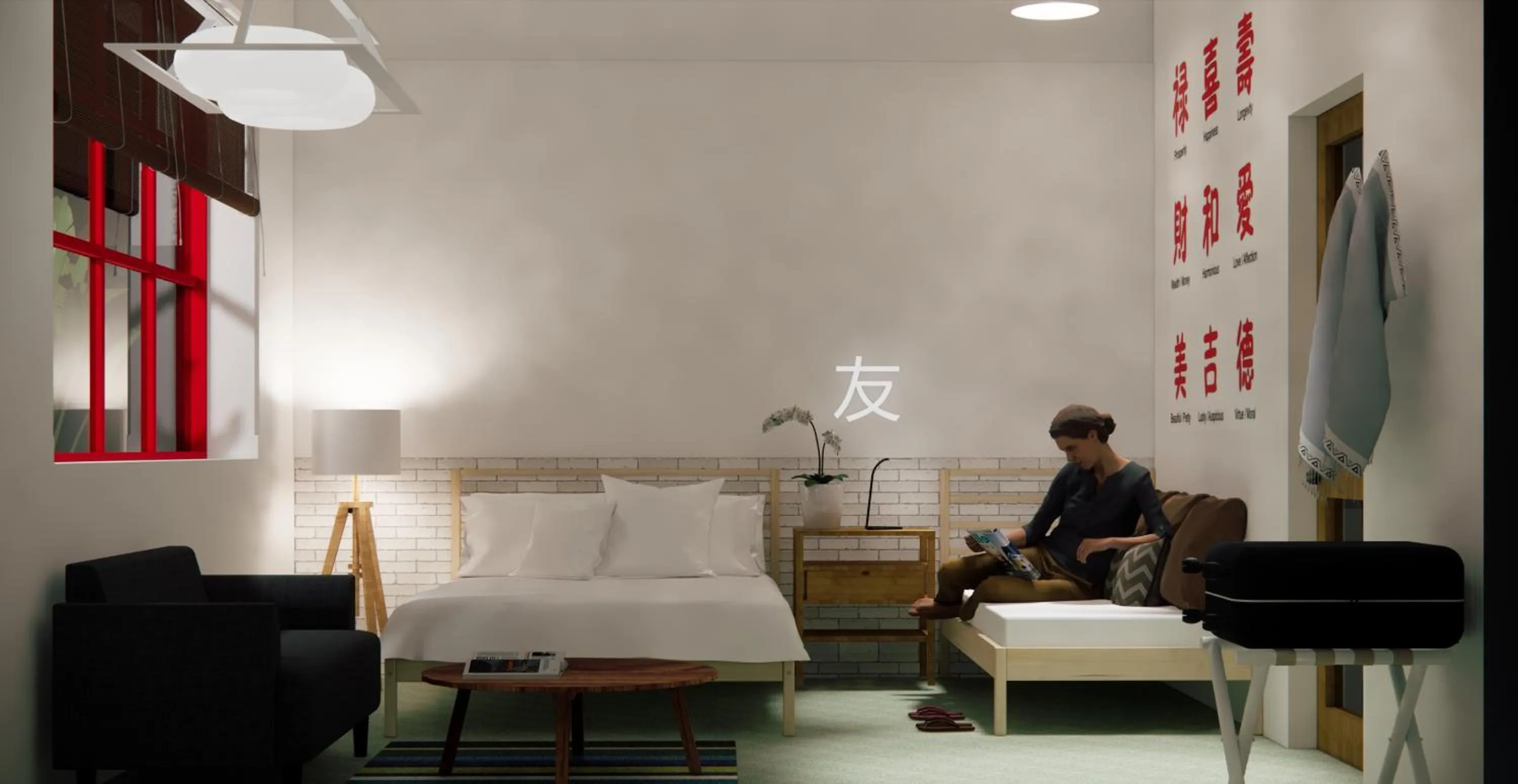 Bedroom, Bed in Yu Cafe Hostel