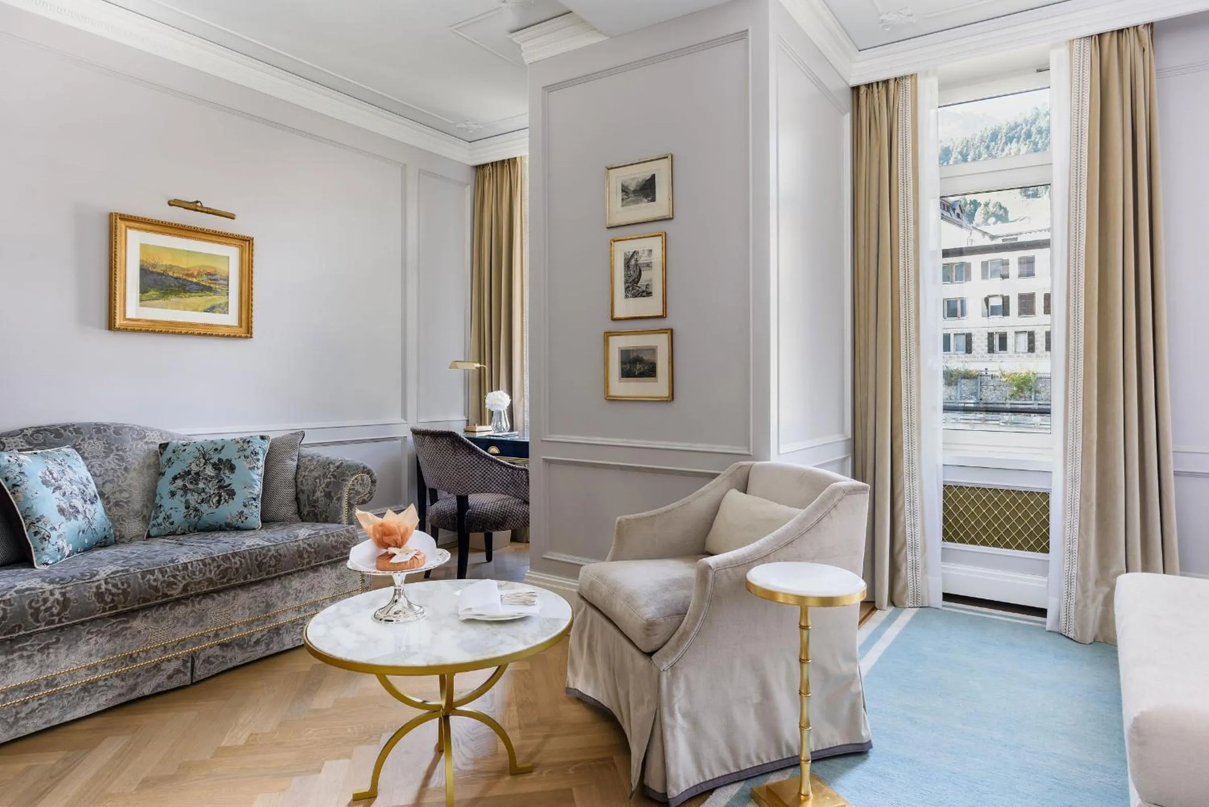 Seating area in Badrutt's Palace Hotel St Moritz