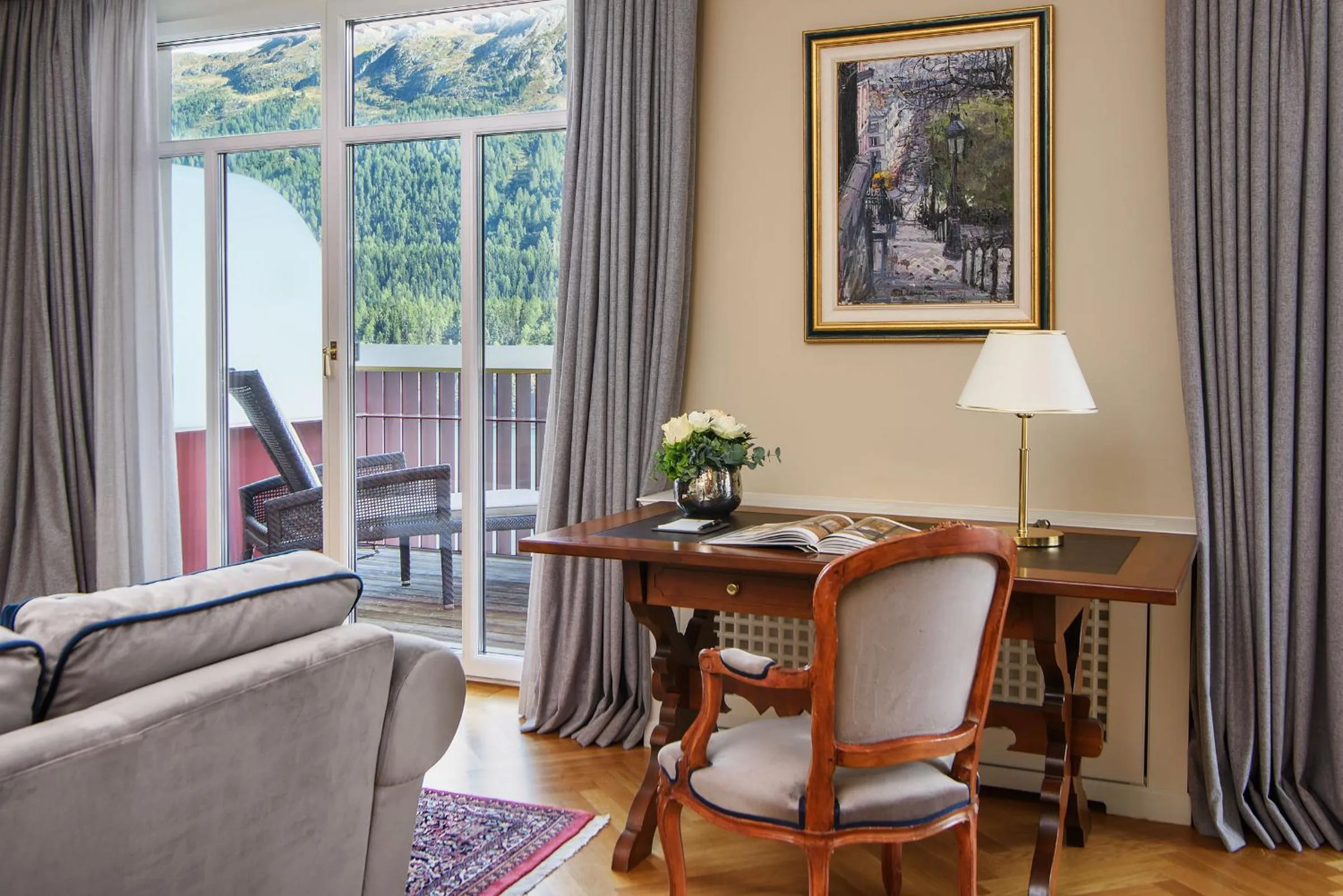 Seating area in Badrutt's Palace Hotel St Moritz
