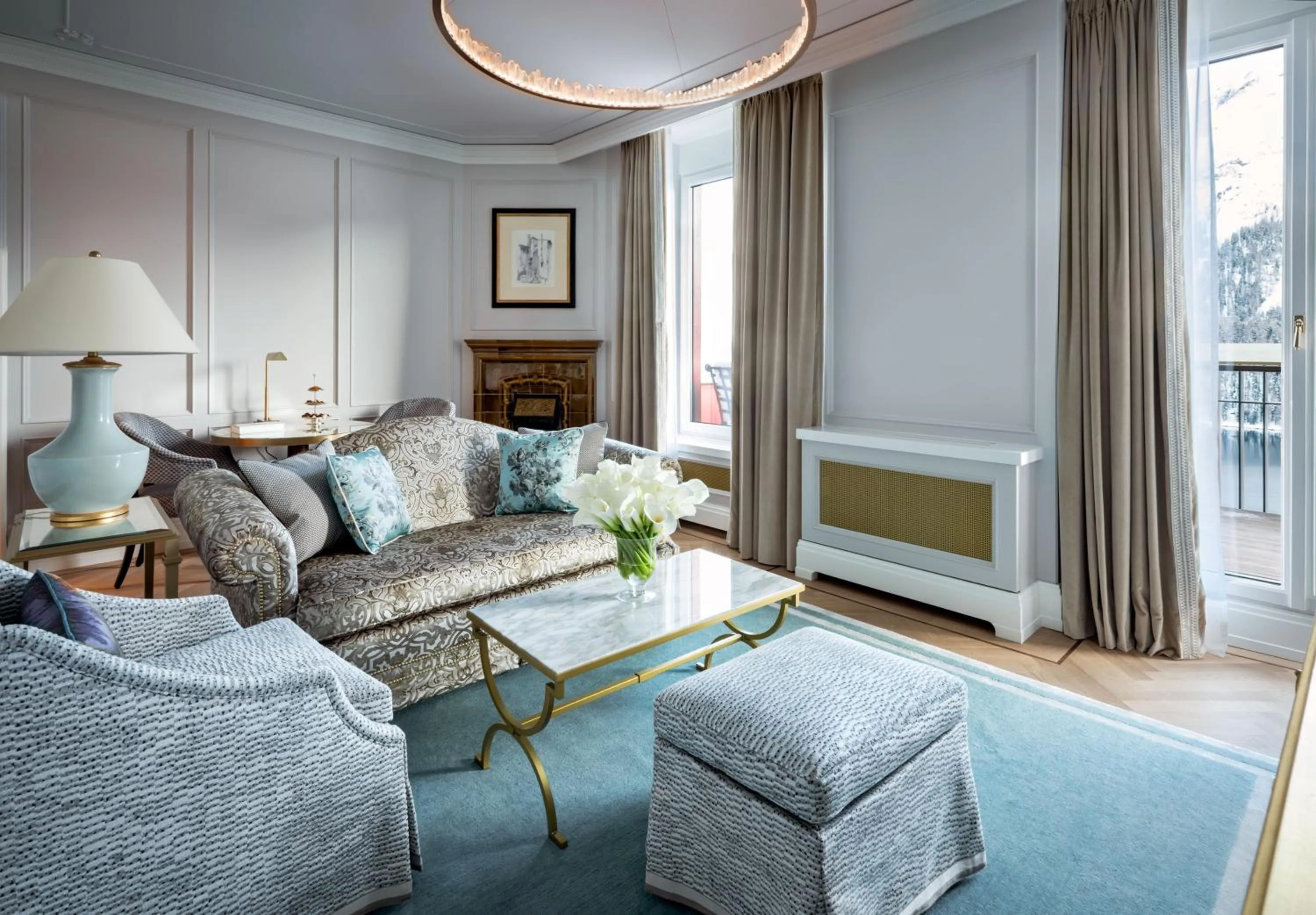Living room in Badrutt's Palace Hotel St Moritz
