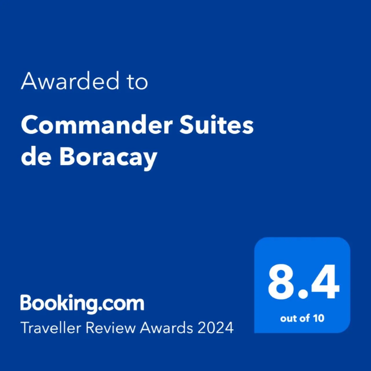 Certificate/Award in Commander Suites de Boracay