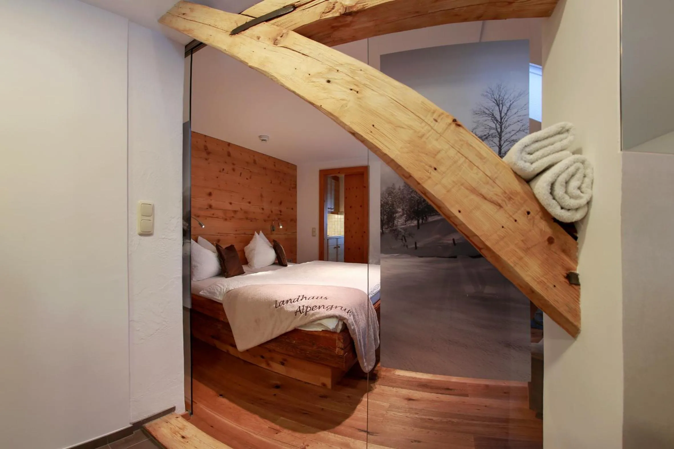 Bathroom, Bed in Landhaus Alpengruss