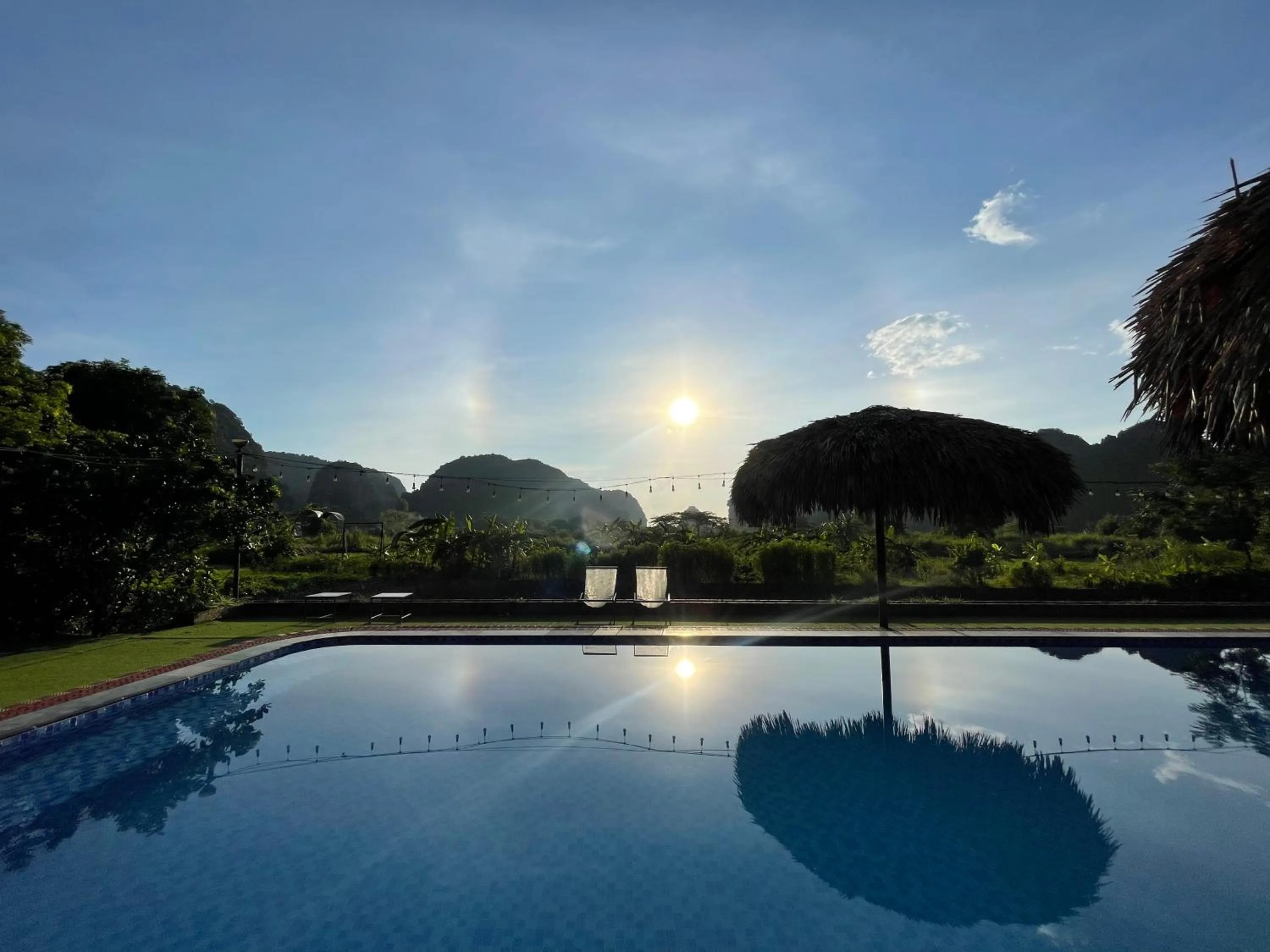 Pool view in Trang An Lotus Lake Homestay