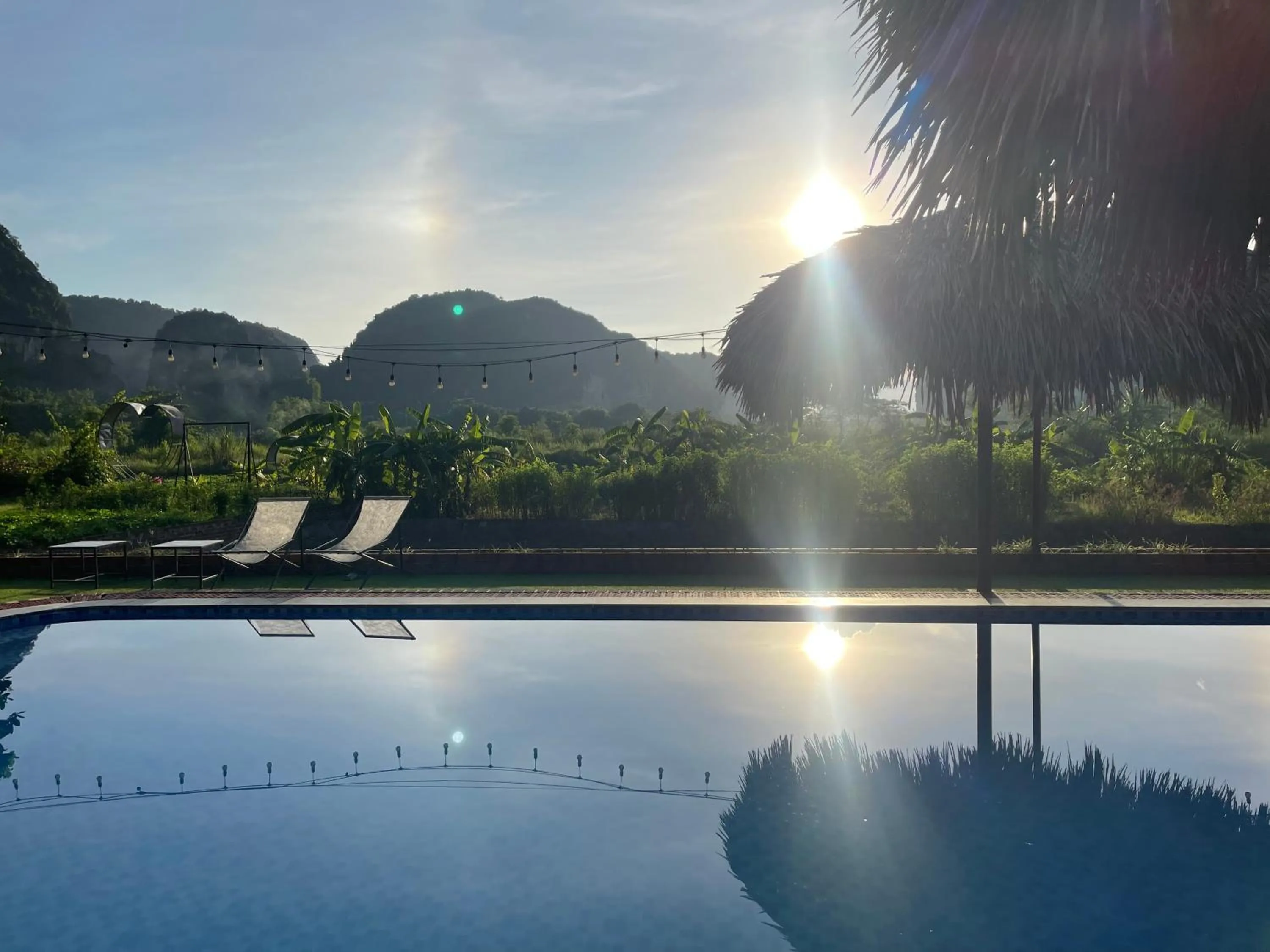 Pool view in Trang An Lotus Lake Homestay