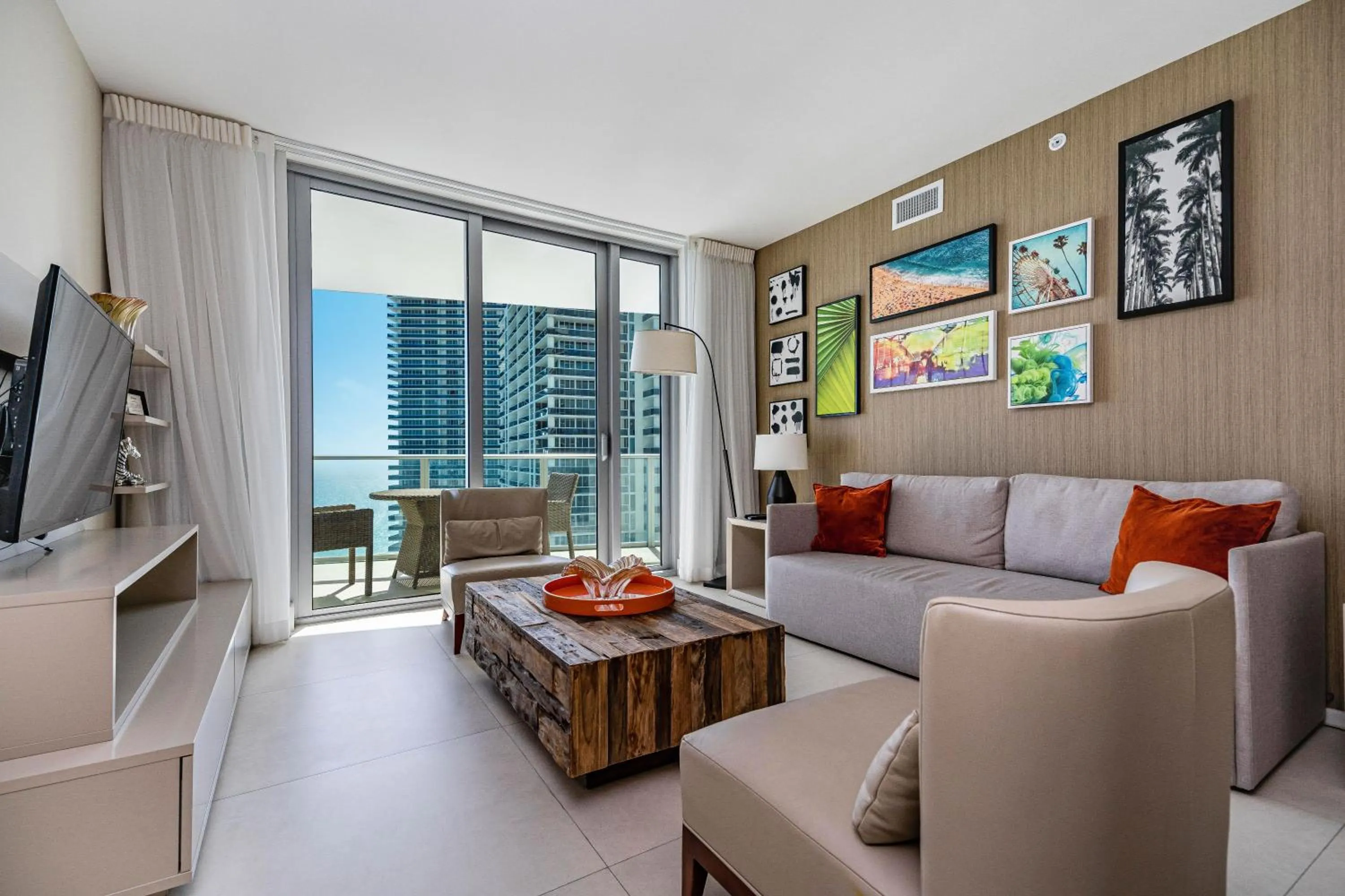 TV and multimedia in Private Ocean Condos at Hyde Beach Resort & Residences