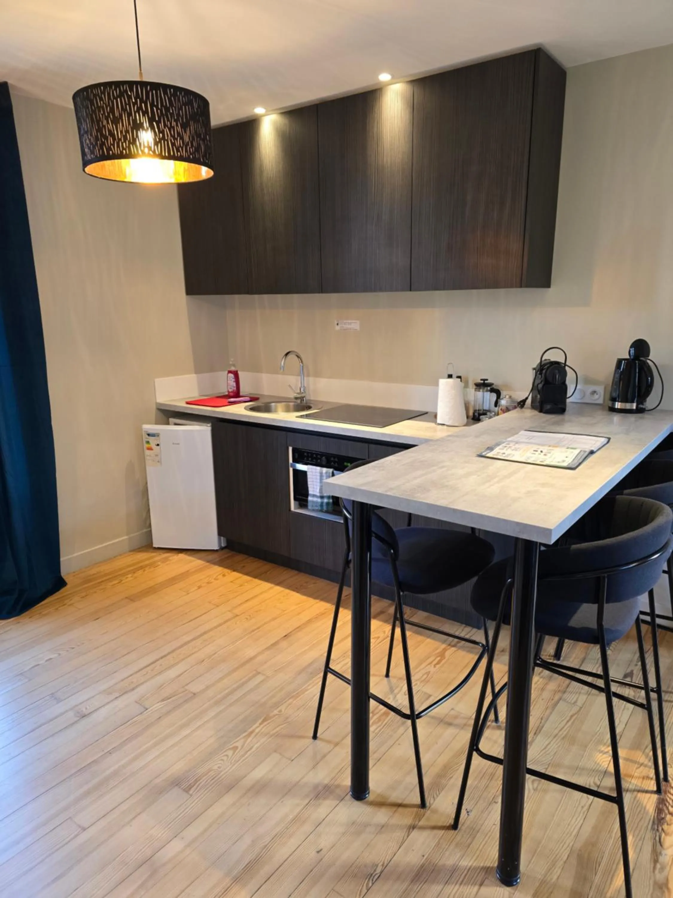 Kitchen or kitchenette in Au Loup Historic Apartments