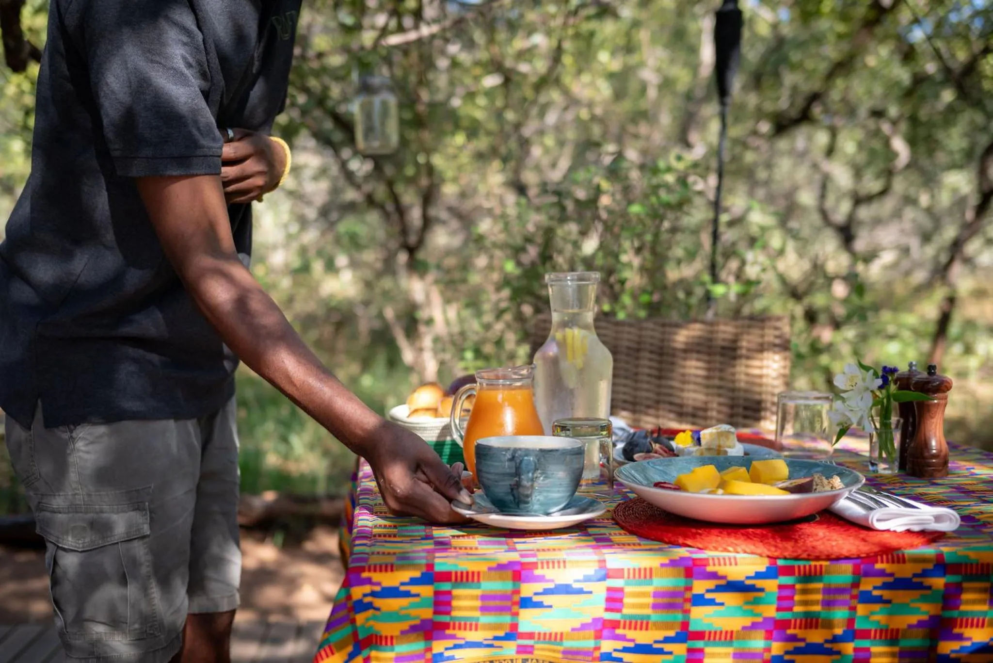 Continental breakfast in Rafiki Bush Lodge