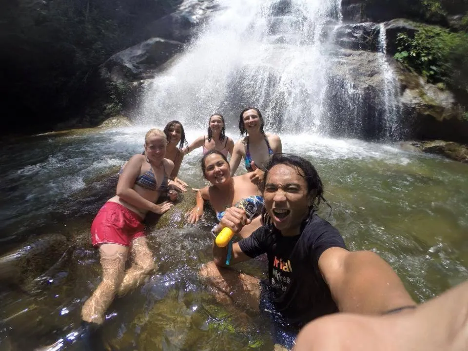 Hiking in Sarang by the brook