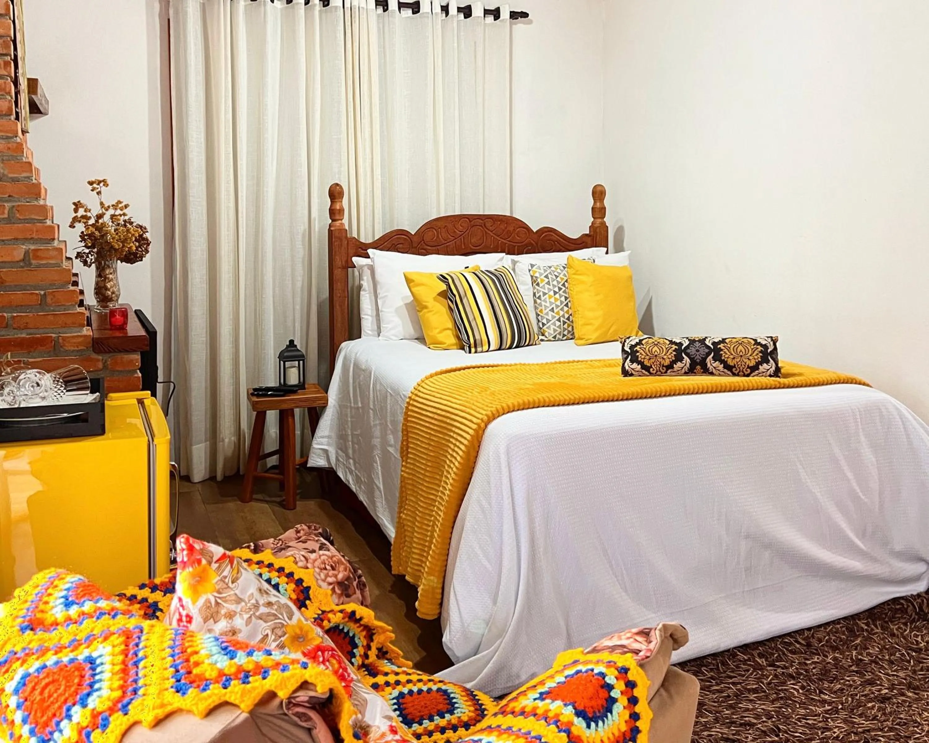 Bed in Chalés Recanto da cachoeira