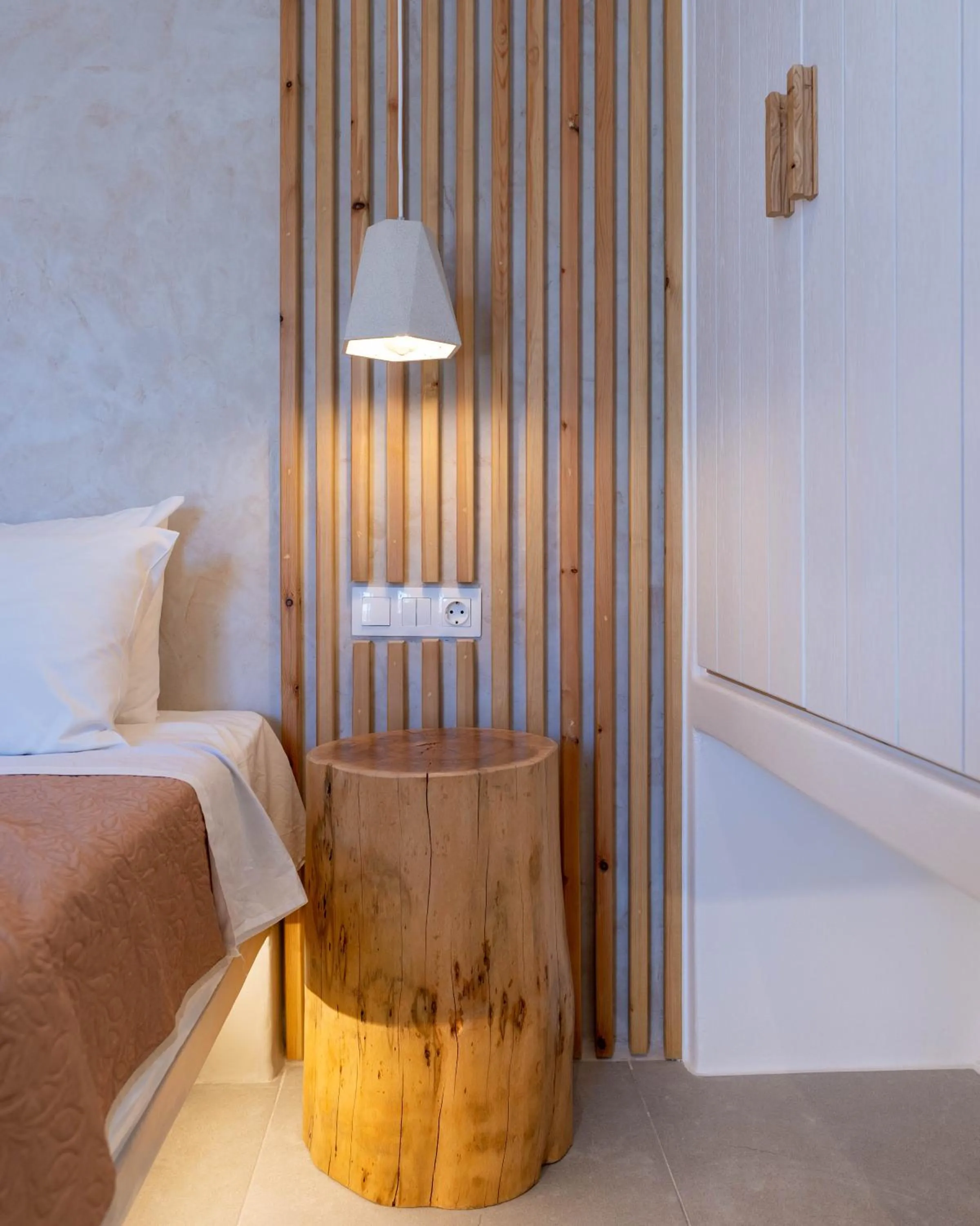 Decorative detail, Bed in Dedalos Studios Naxos