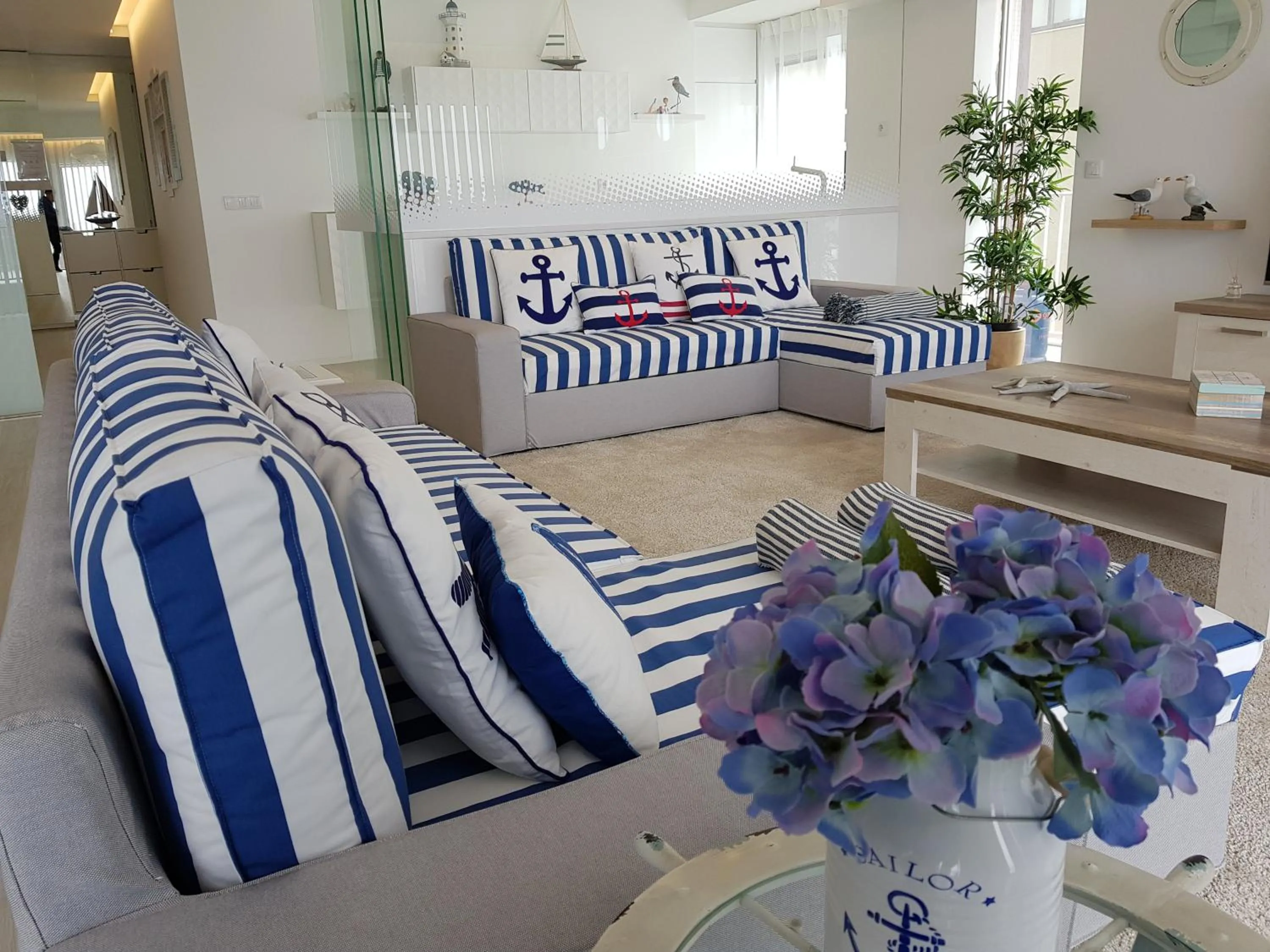 Bed in Blue Sea Apartment