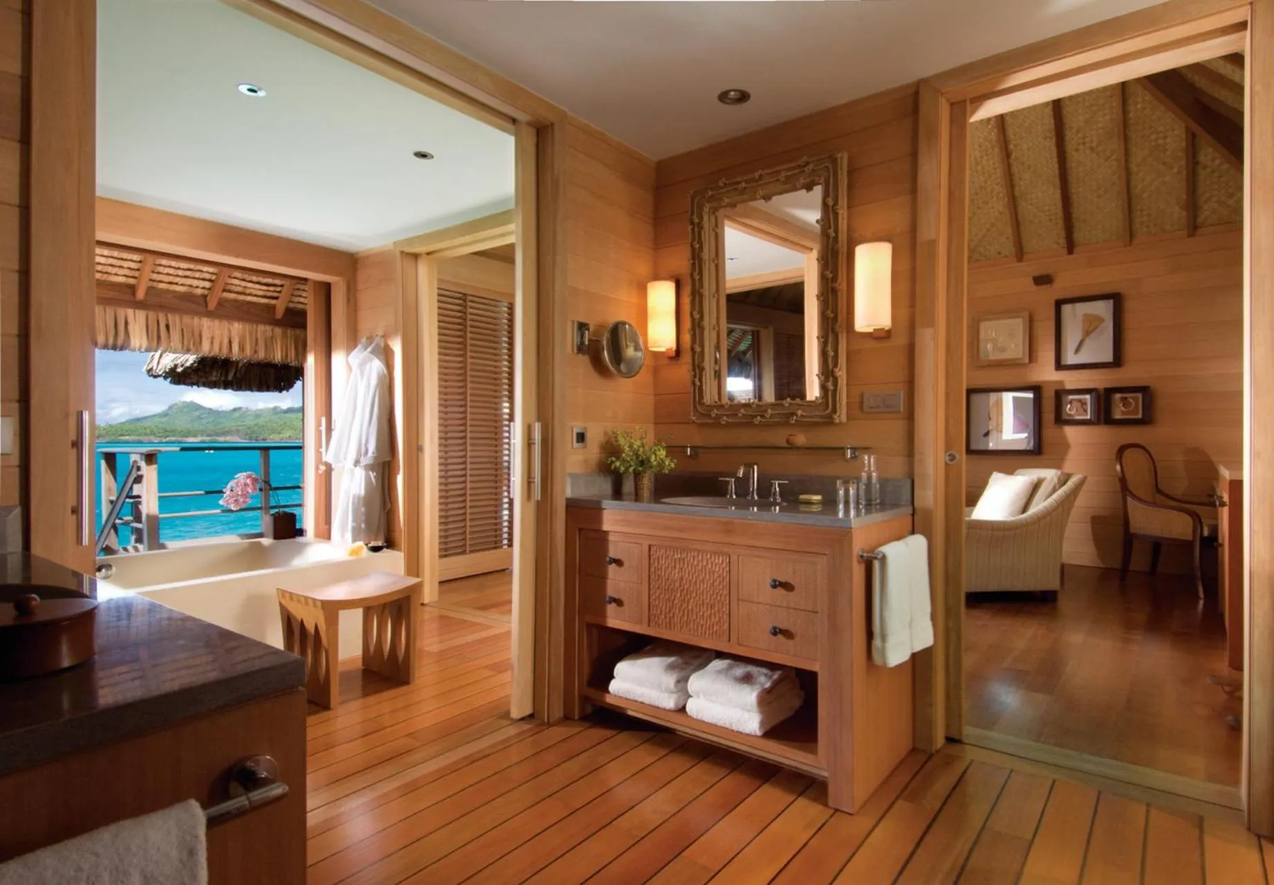Bathroom, Bed in Four Seasons Resort Bora Bora
