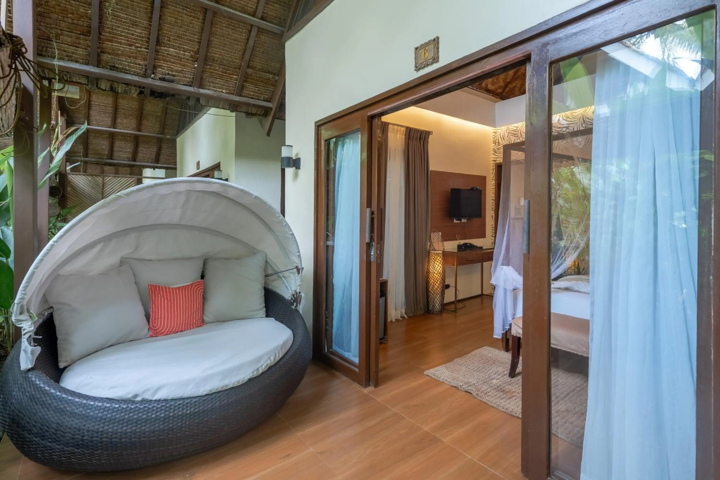 Seating area, Bed in The Hillside Resort Siargao