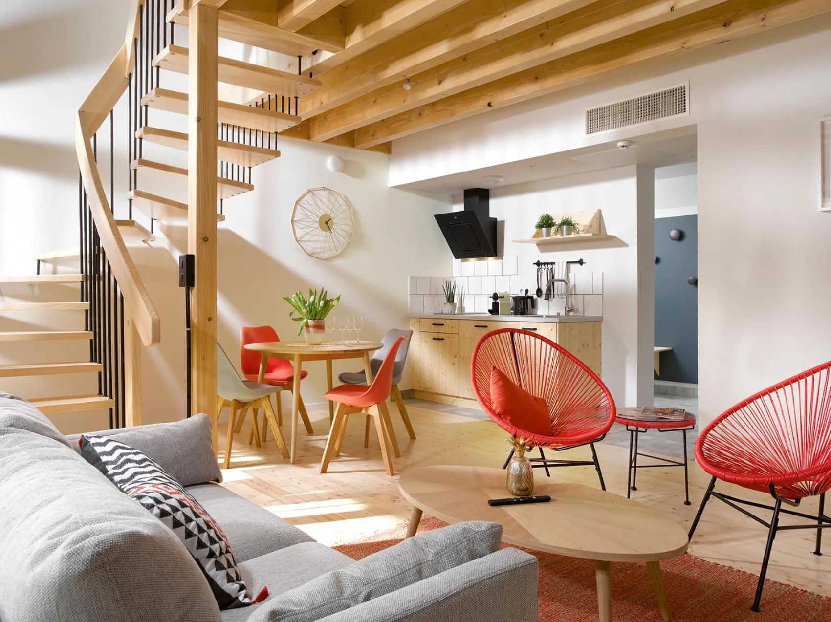 Kitchen or kitchenette in Hôtel Au Petit Pont