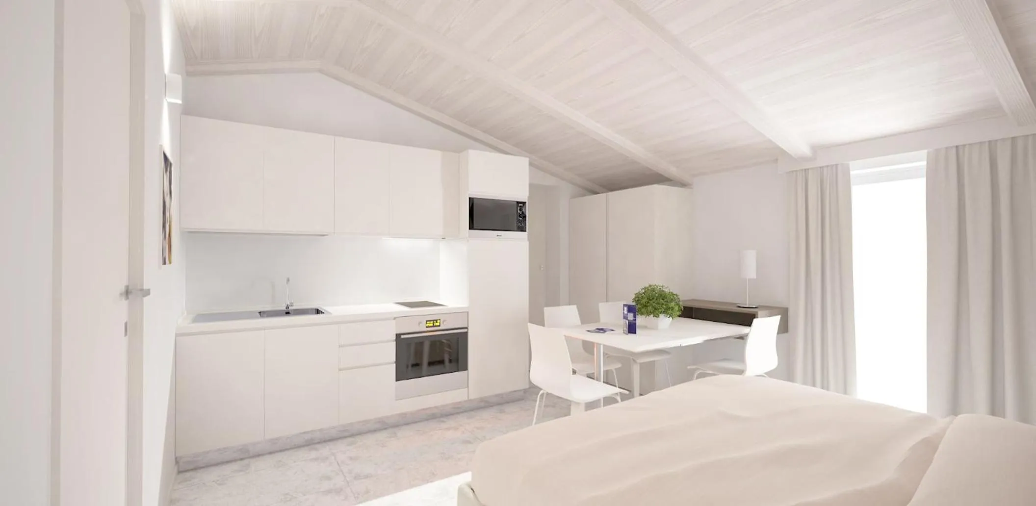 Kitchen or kitchenette, Bed in Residence Hotel Alba Palace