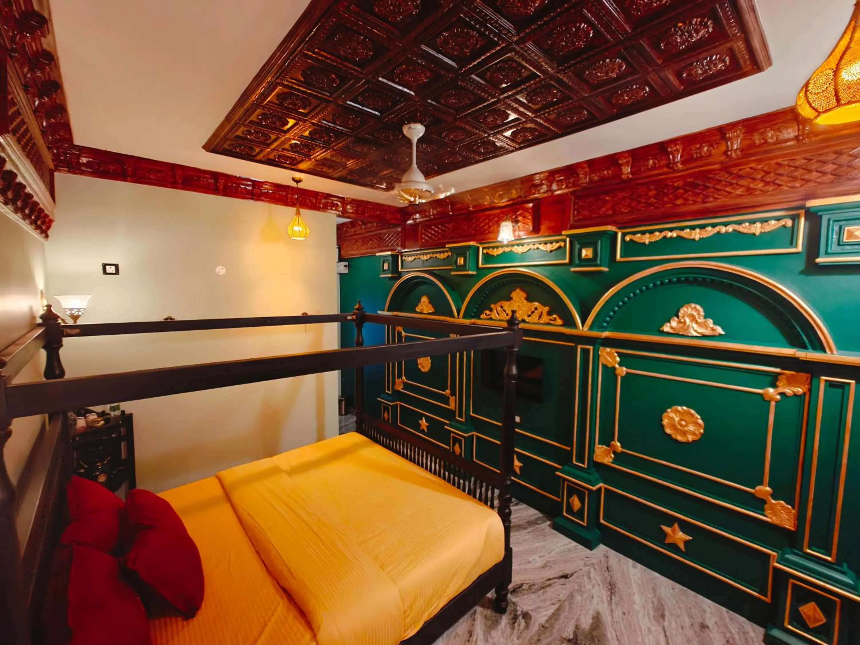 Bed in Chola Heritage Resort