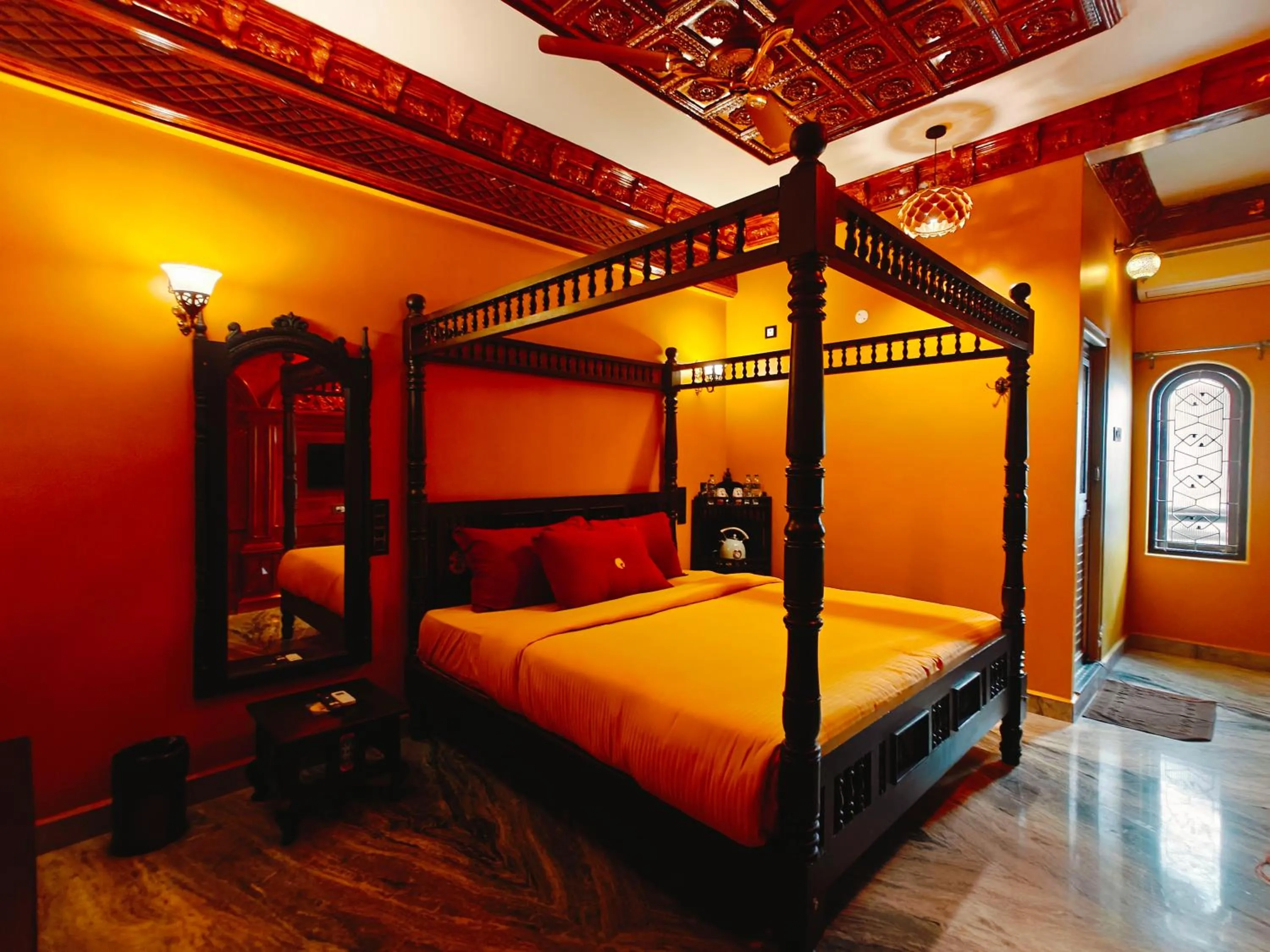Bed in Chola Heritage Resort