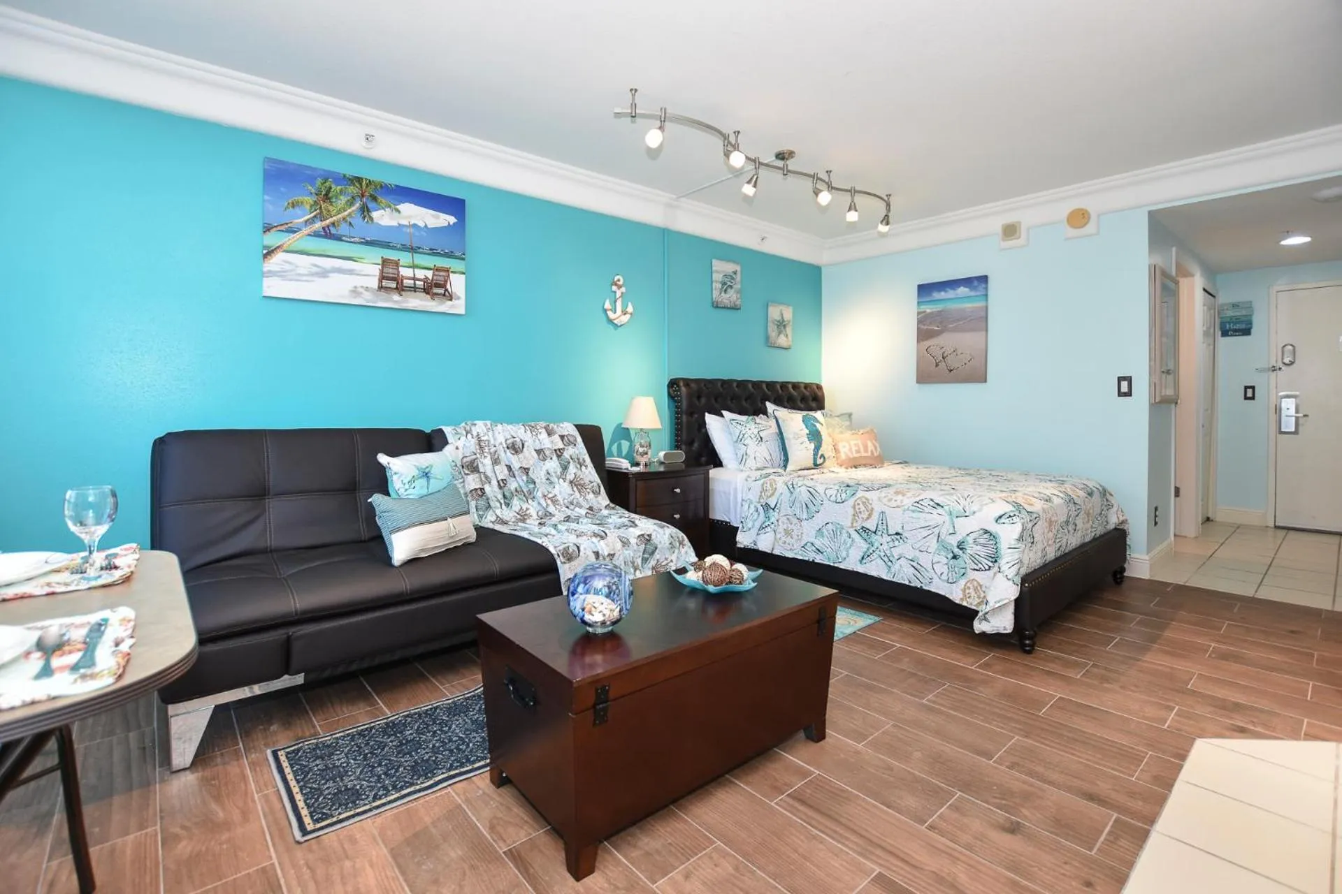 Photo of the whole room in Ocean view studio condo.