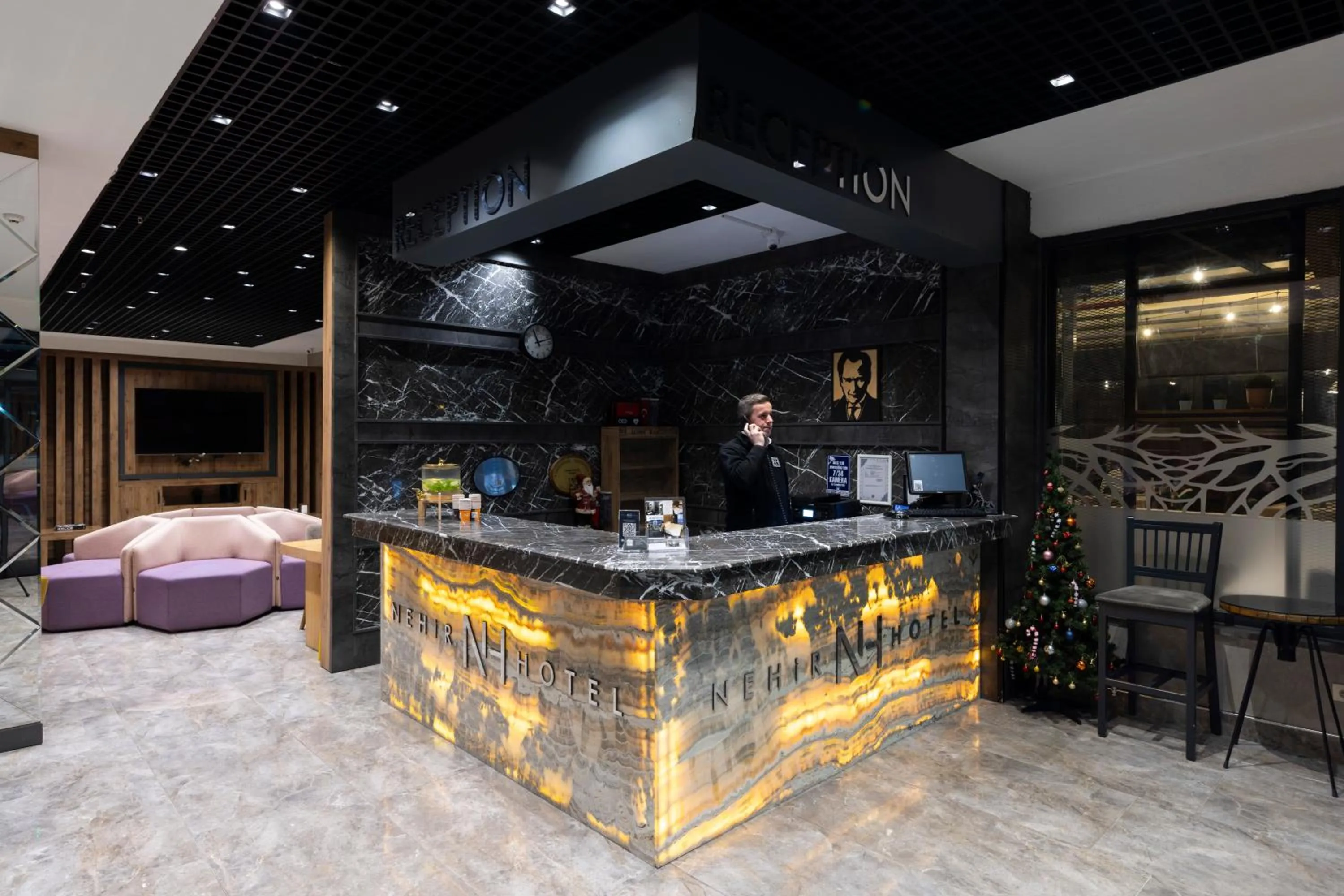 Lobby or reception, Bed in NEHİR HOTEL KEŞAN